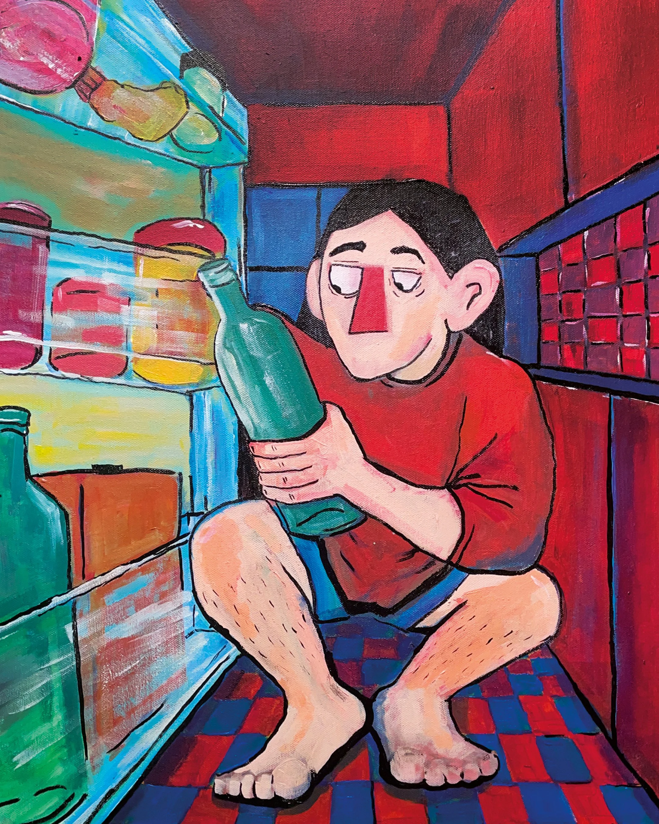 Woman and fridge