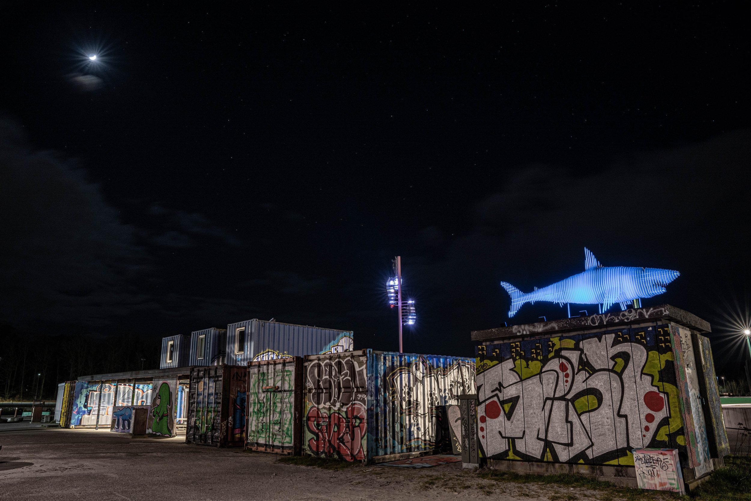 Light Shark Chaos Engine Magnus Fuhr Odense Denmark Light Art Lys Kunst
