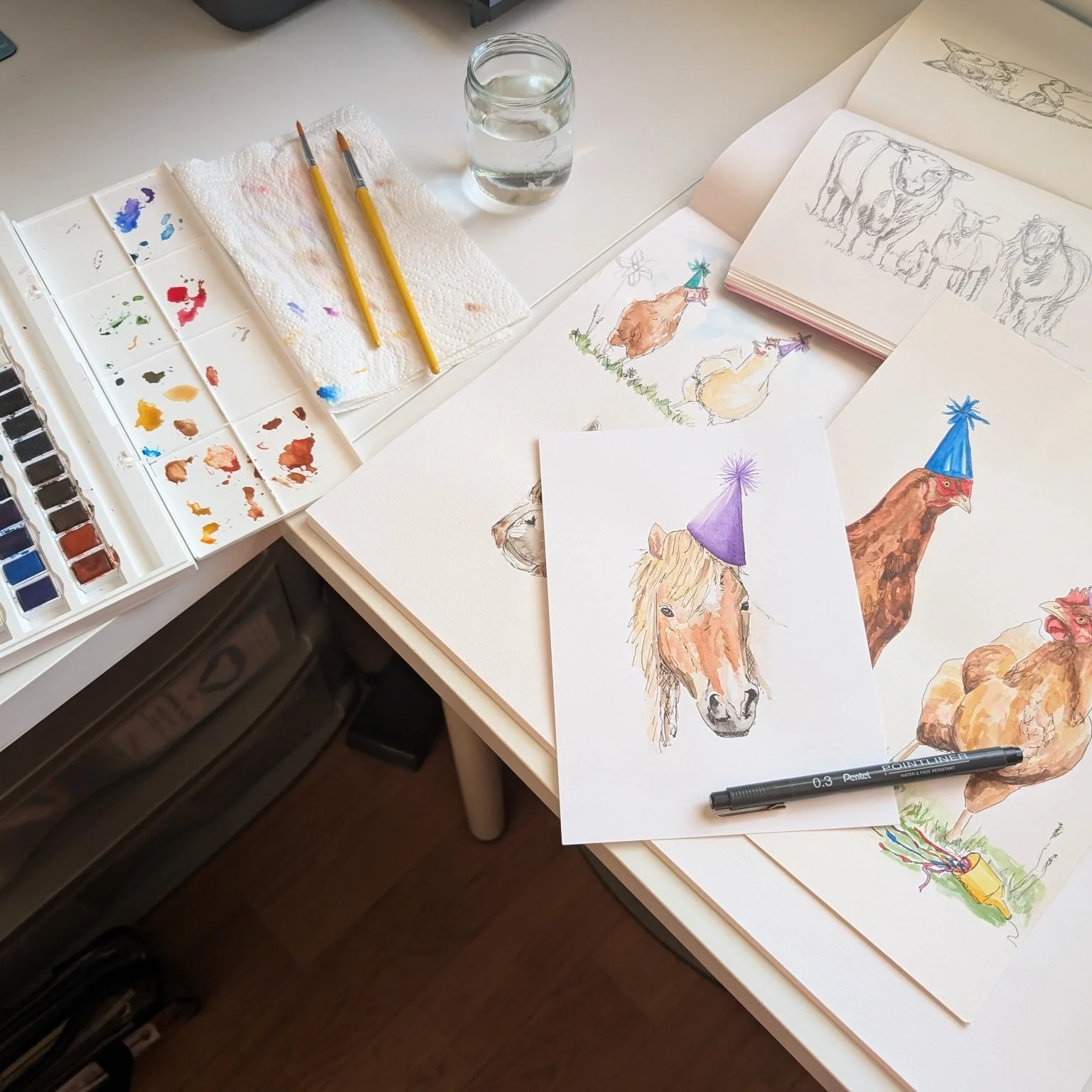 As well as the Bookbench and summer holiday chaos I've also been working on some new artwork for cards. I'm planning to get an order away this week and will let you know when they arrive. 
Planning a few more installments of 'about the Bookbench' thi