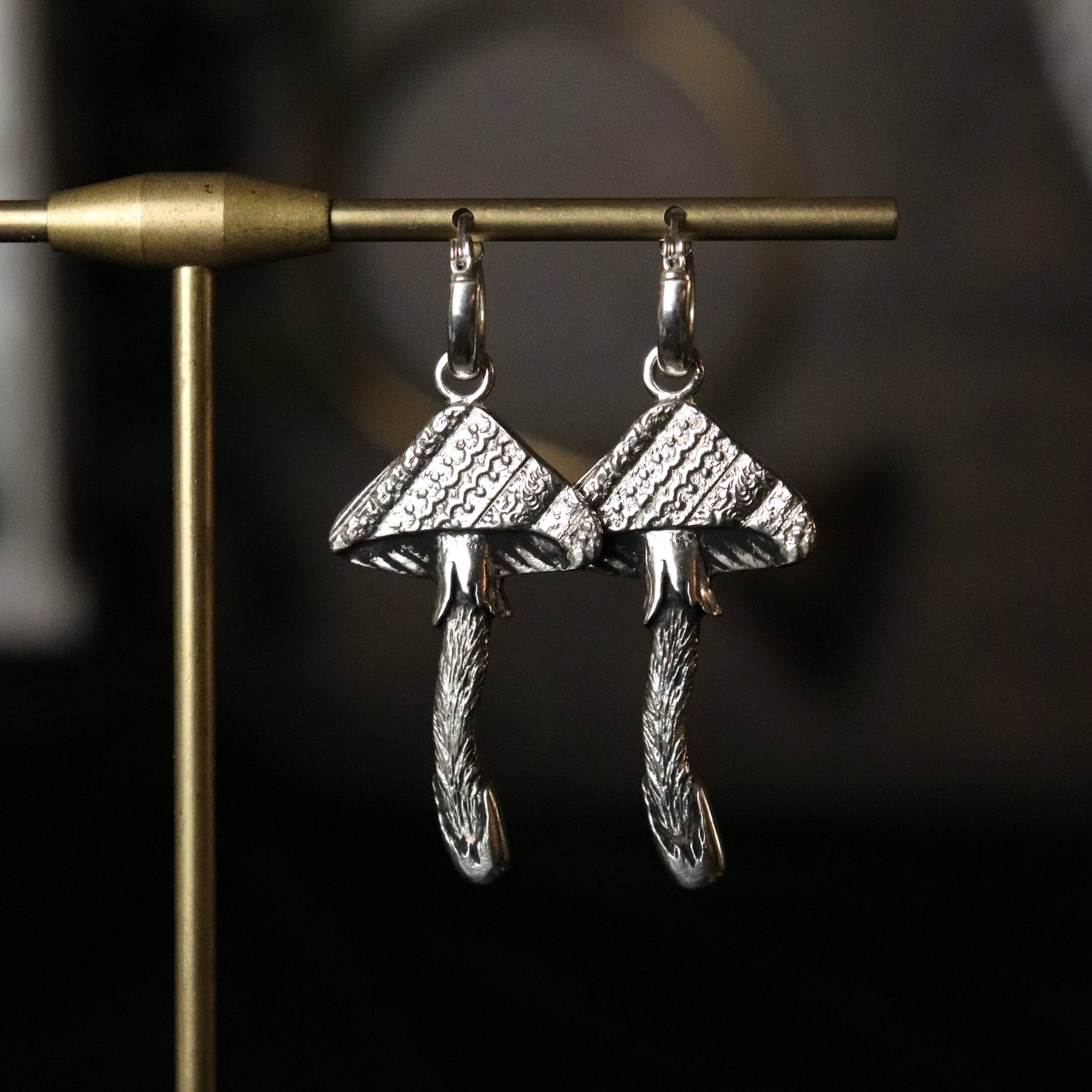 Large Patchwork Mushroom Earrings