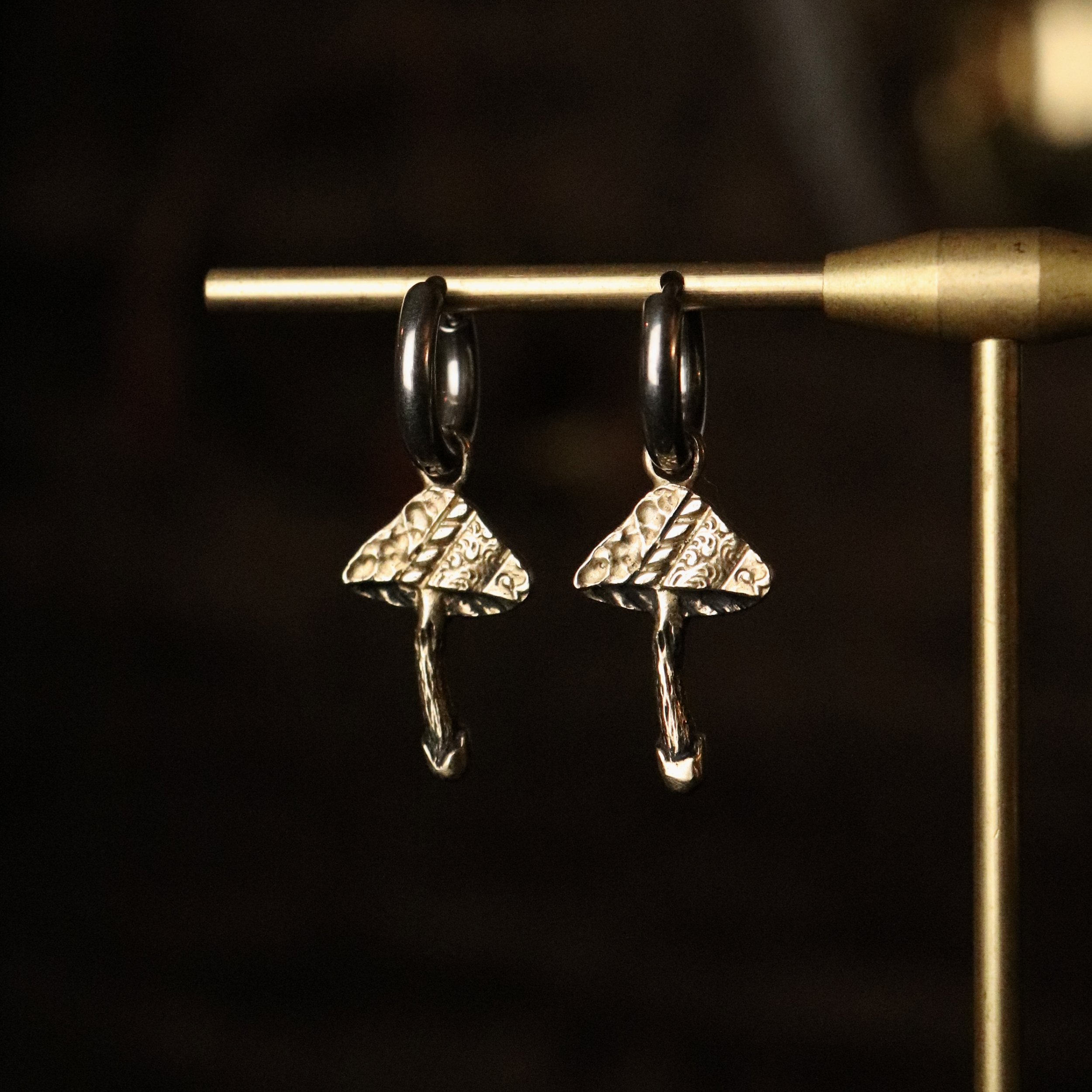 Small Patchwork Mushroom Earrings