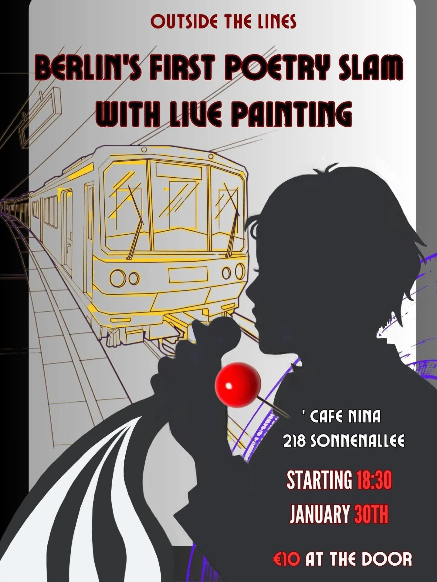 Introducing: Outside the Lines 🗣️
Berlin&rsquo;s first-ever poetry slam with live painting 🎨
We&rsquo;ve prepared a star-studded lineup of local poets to perform for the prize: a painting by the one and only @ariellexstudio . Arielle Nikole is a La