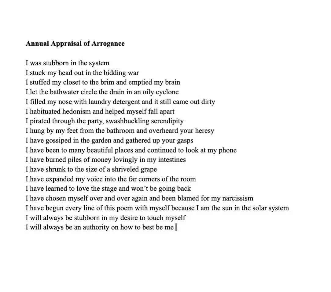A poem about acceptance. 

Drew a tarot card for 2025 and this evaluation spilled out of my brain. The king of pentacles fell from the throne as I placed his crown upon my head. 

I&rsquo;m grateful today for general creative sessions (GCS) for creat
