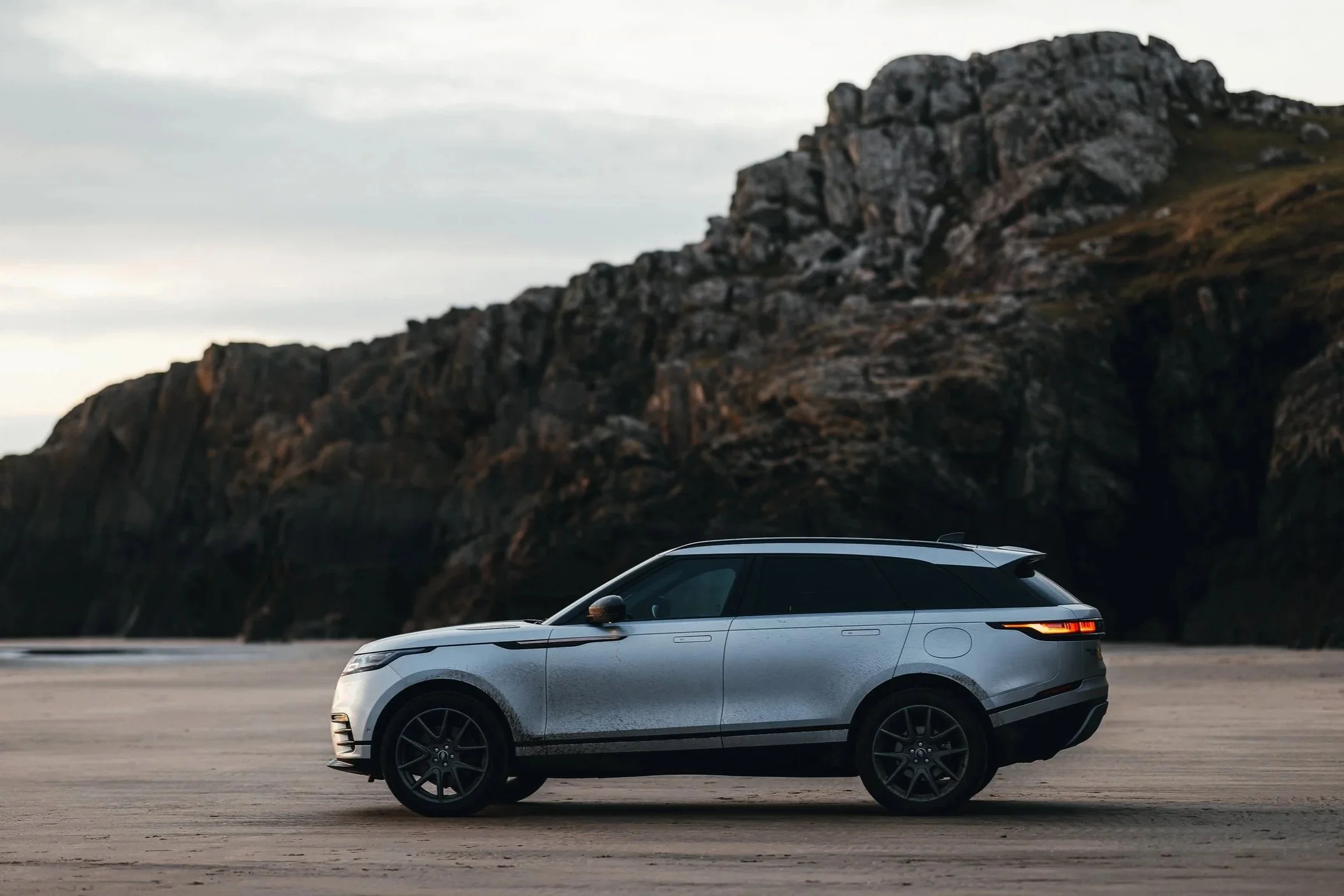 Land Rover Range Rover Velar photographed on beach in Wales by London-based automotive photographer Rob Ash