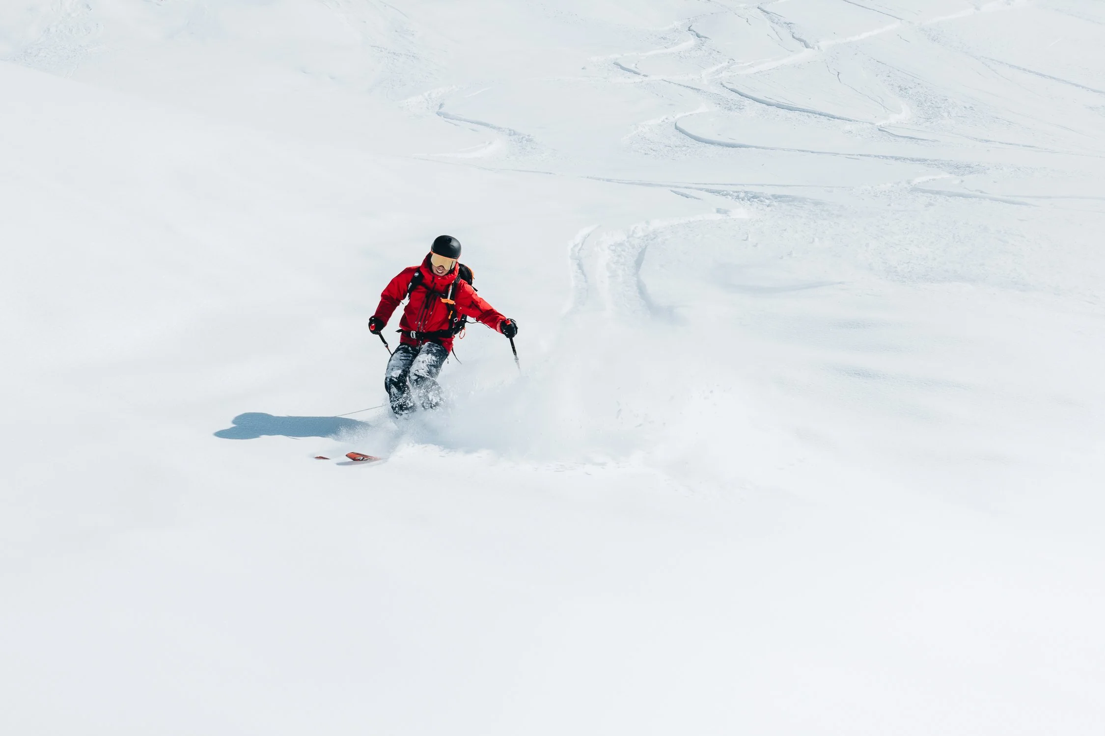Off piste skier photographed in Verbier by London-based sports, lifestyle and adventure photographer Rob Ash
