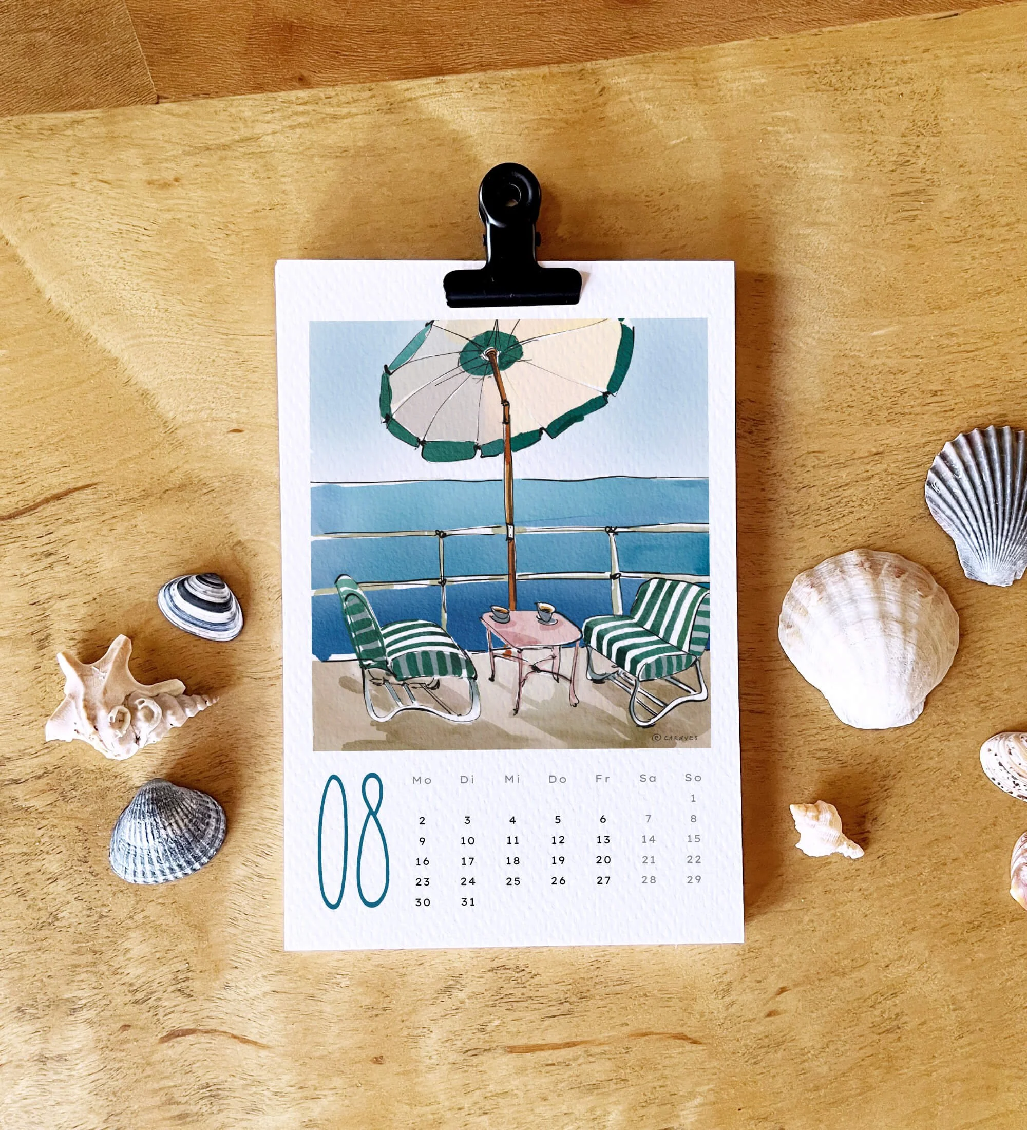 Strand Kalender 2027 als Wandkalender oder mit optionalem Tischaufsteller