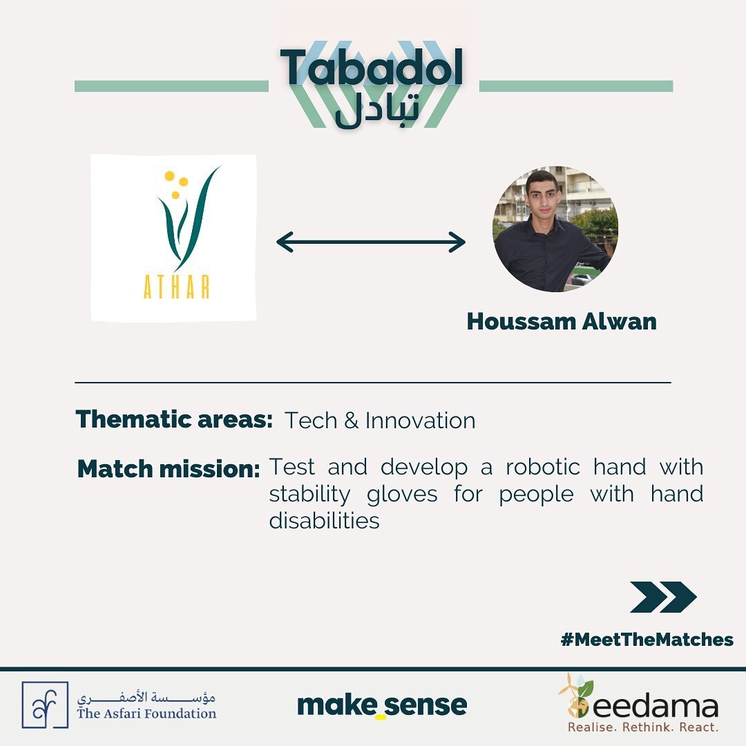 Introducing a dynamic duo for innovation and technology! Houssam Alwan and Athar have teamed up to test and develop a groundbreaking robotic hand, complemented by stability gloves, designed to empower individuals with hand disabilities. Stay tuned fo