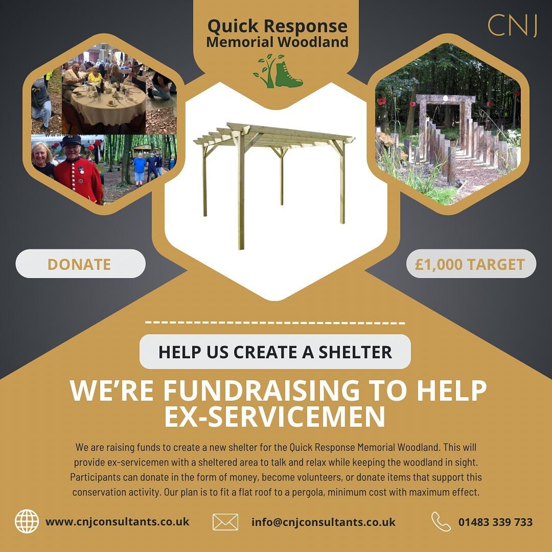 Please help us to raise &pound;1,000 to pay for a shelter at the Quick Response Memorial Woodland! The money will pay for materials and CNJ will be putting the shelter up at the woodland. You're help with this is hugely appreciated!

At CNJ, we are d