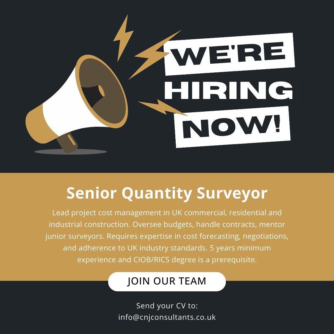 We're looking for a Senior Quantity Surveyor to join our growing business. This is a great opportunity to join a fantastic team and help lead the way at a proactive and flourishing business.

Key aspects of the role include: lead project cost managem