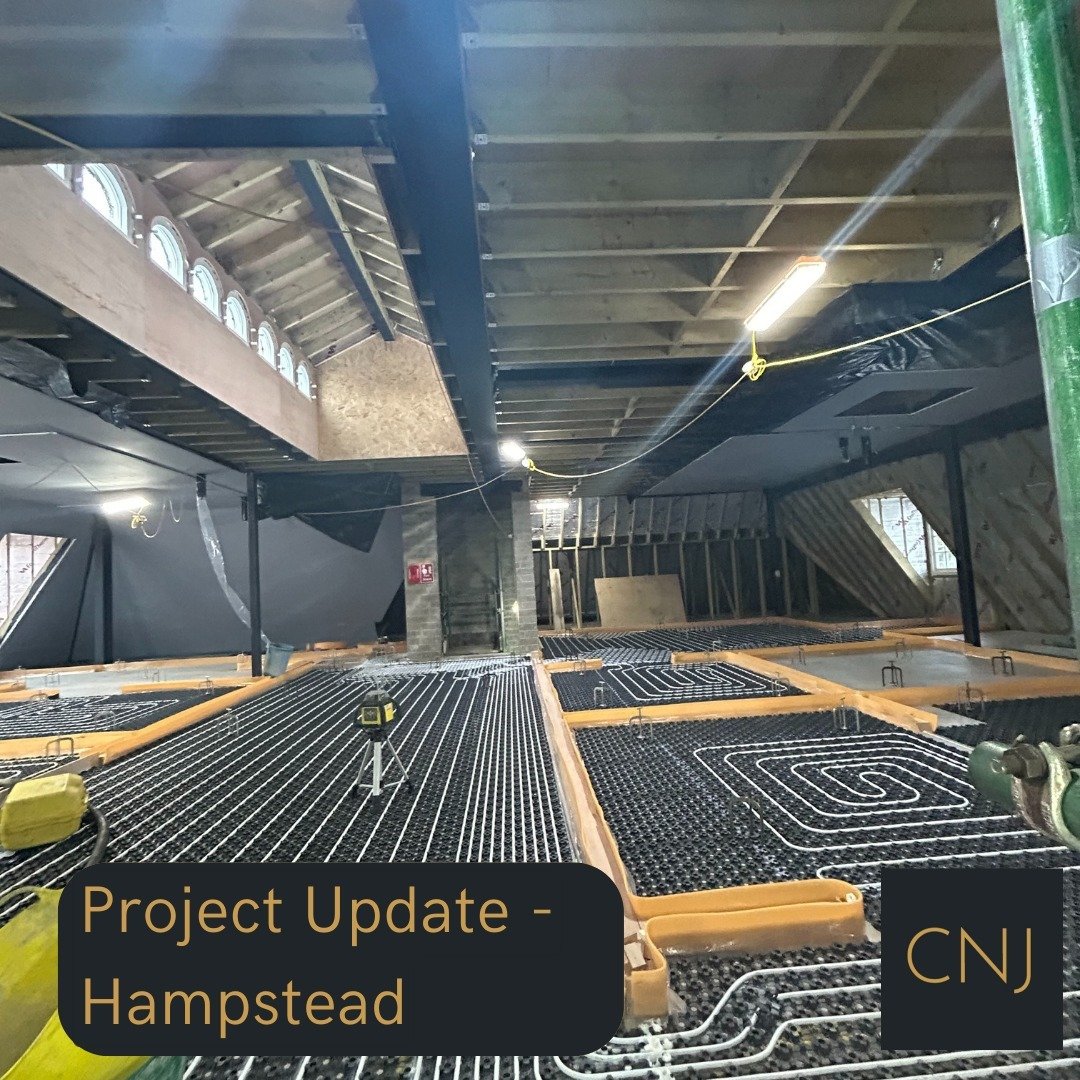 The installation of underfloor heating works spanning over an impressive area of 650m2 at our Hampstead project has successfully been completed. This accomplishment is a testament to our clients meticulous planning, which ensured the seamless operati