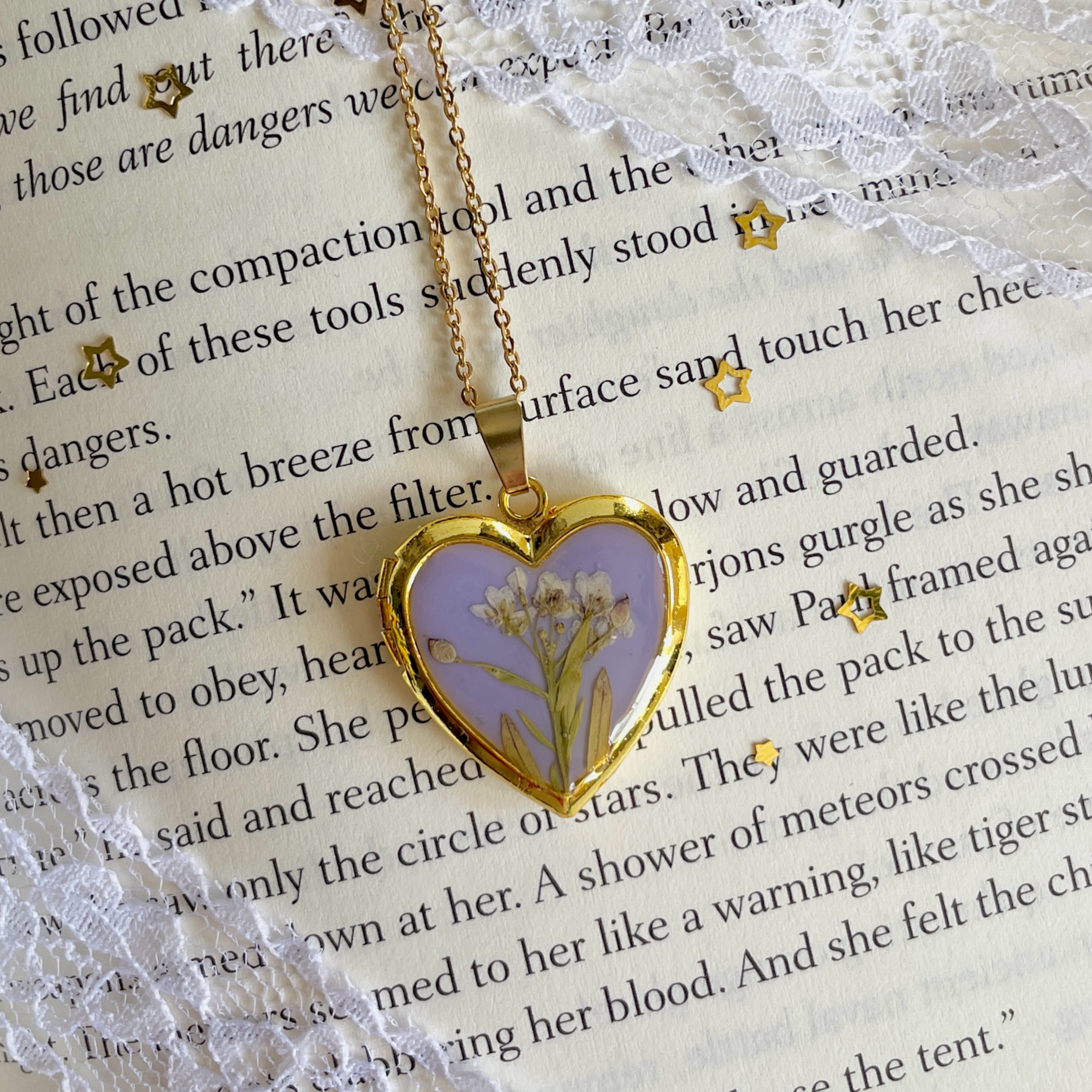 Lavender Locket Necklace