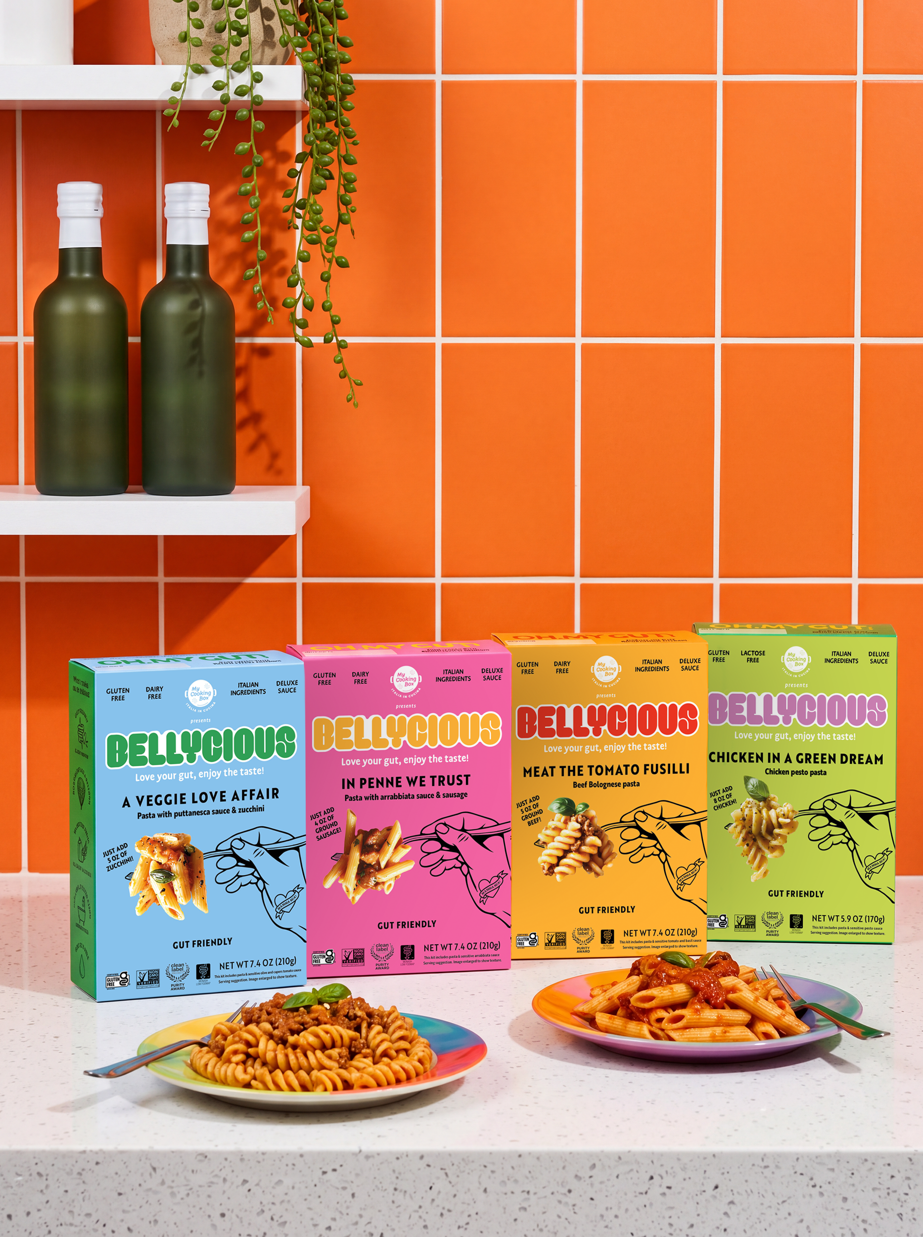 Bellycious pasta meal kit food product ecommerce design designer Amazon Walmart lifestyle AI product retouch pop art