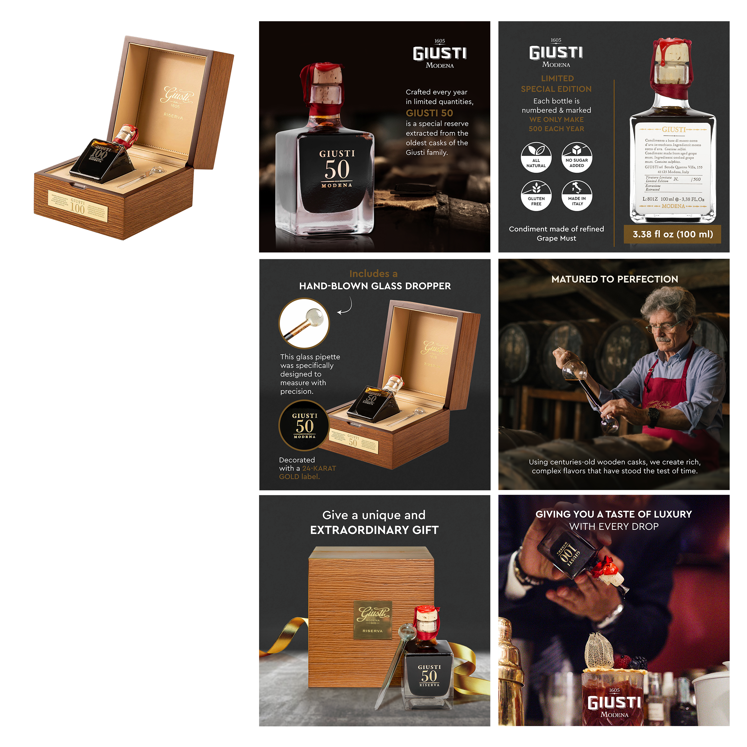 Giuseppe-Giusti-Italian-balsamic-vinegar-of-modena-product-image-for-amazon-above-the-fold-designer-product-design-e-commerce-50-years-aged-in-oak-barrels-premium-balsamic-venegar.png
