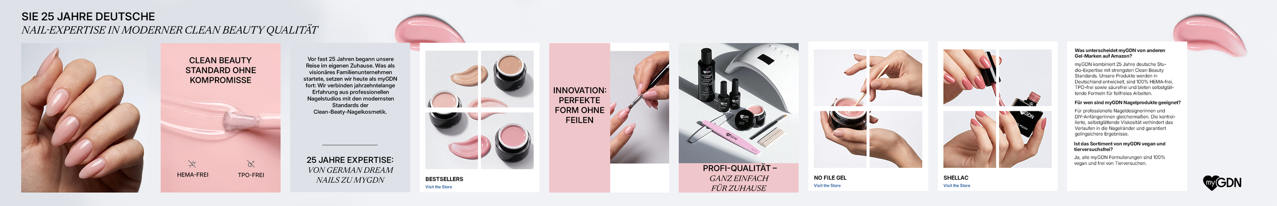 myGDN German nails gel nail shellac no file Brand Story Amazon Deutche Deutch lisitng optimization content ASIN product ecommerce designer design direction
