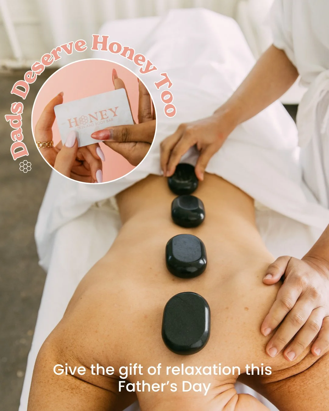 Dads deserve Honey too. 🤎
Give the gift of relaxation this Father&rsquo;s Day with a Honey Gift Card &mdash; a little time to unwind, recharge, and be taken care of.
Perfect for the dad who does it all&hellip; and would never think to book a massage