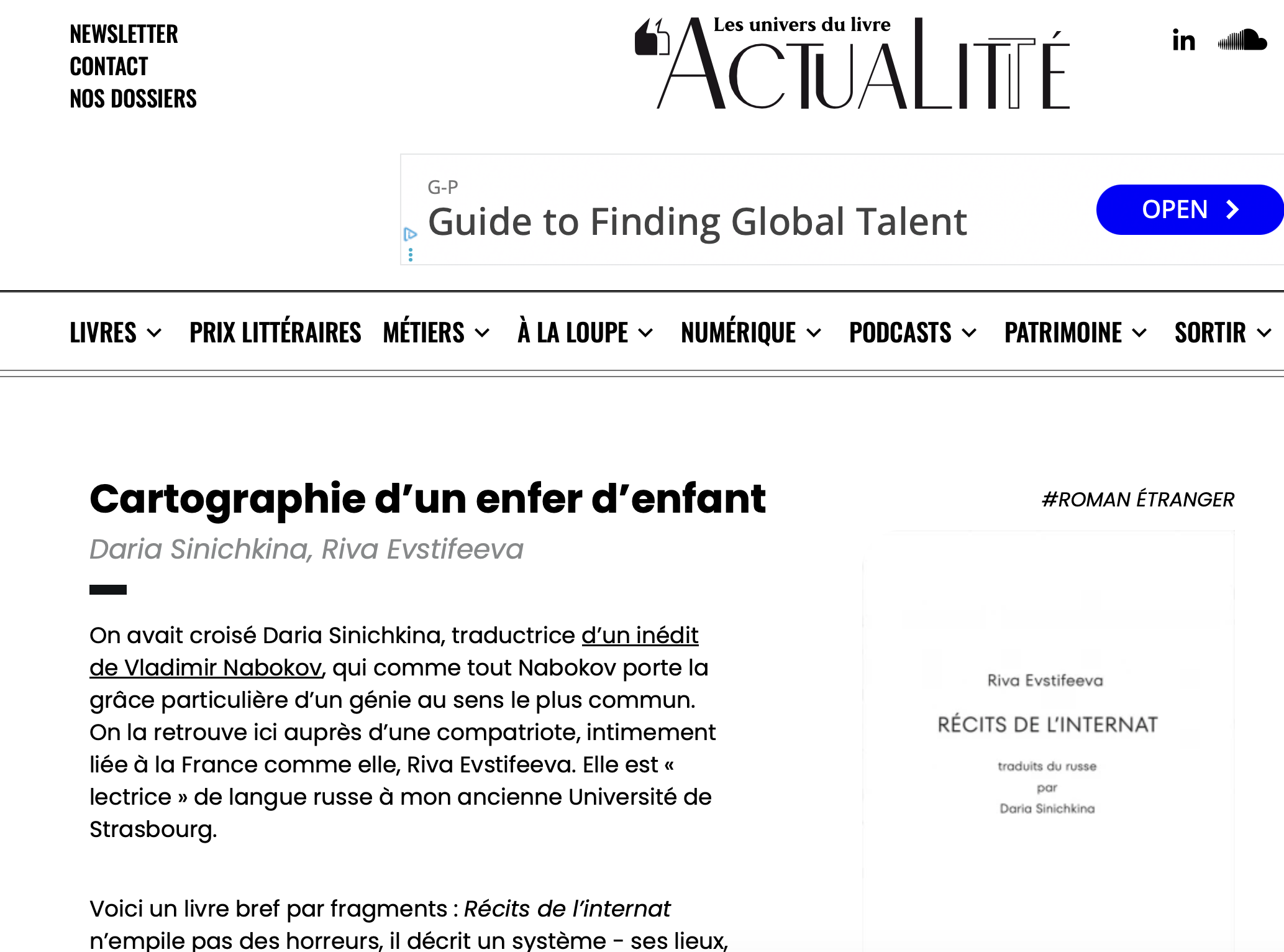 Hocine Bouhadjera dans l’Actualitté : Cartographie d’un enfer d’enfant