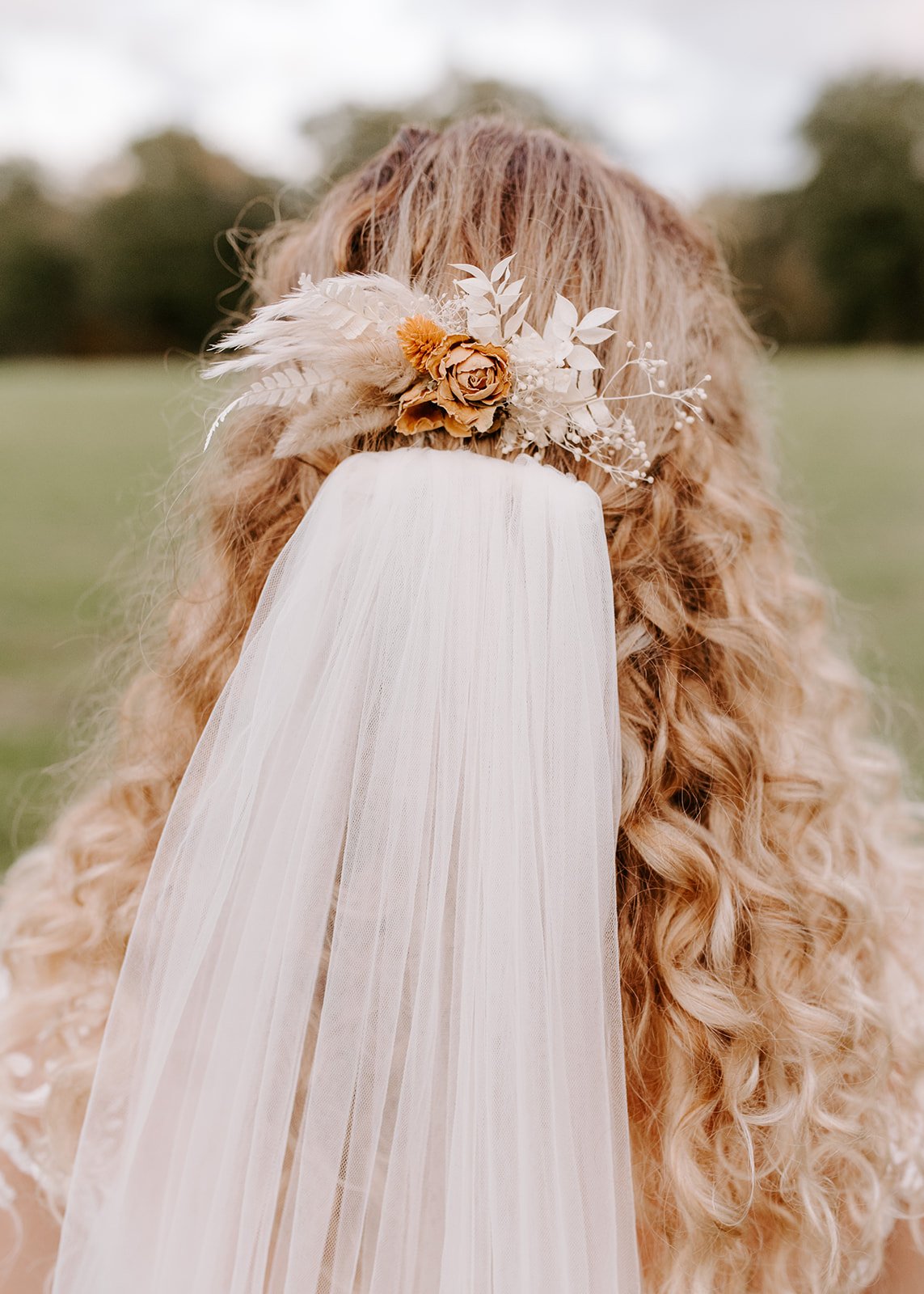 simple boho wedding hairstyle boho floral clip.jpg