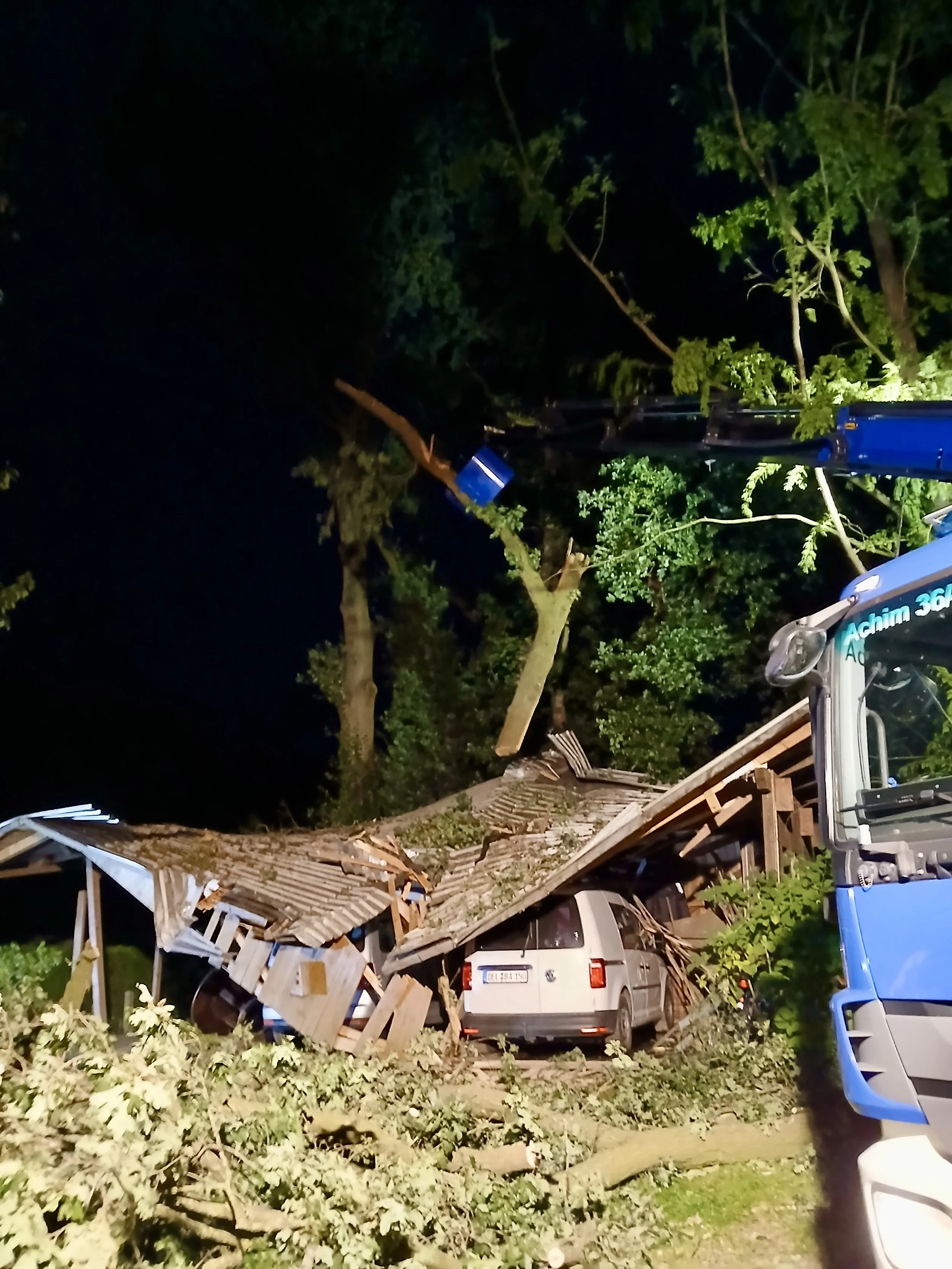 Baum auf Carport gestürzt