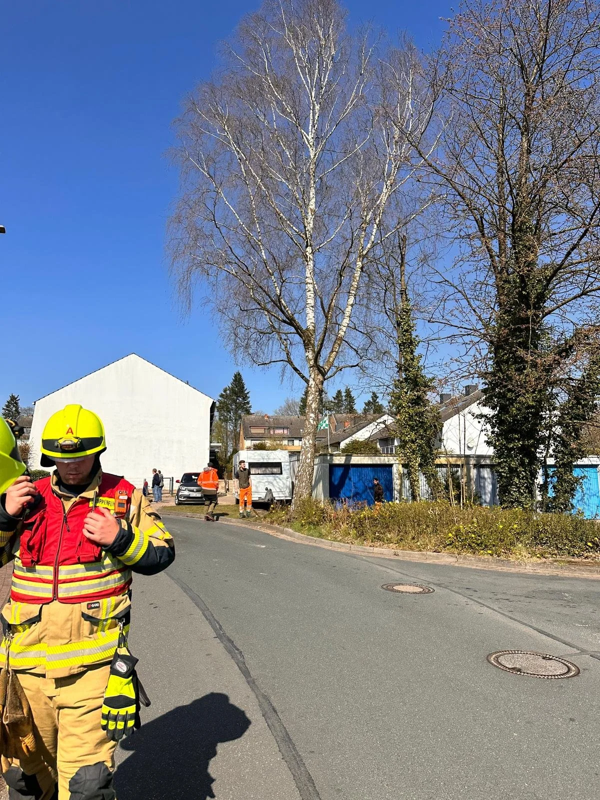 Baum droht umzukippen