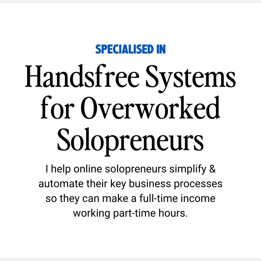 🚨 Convinced a Handsfree business is for you, but no clue where to start?

Allow me to introduce the signature framework I use to simplify and automate your online solopreneur business.

This framework lies at the heart of everything I do at Handsfre