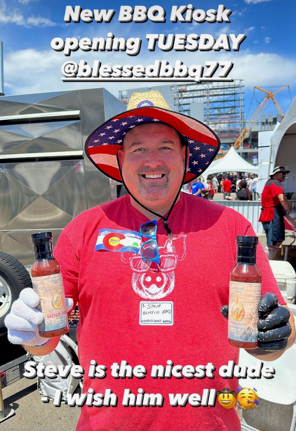 Working at the BBQ Event Downtown