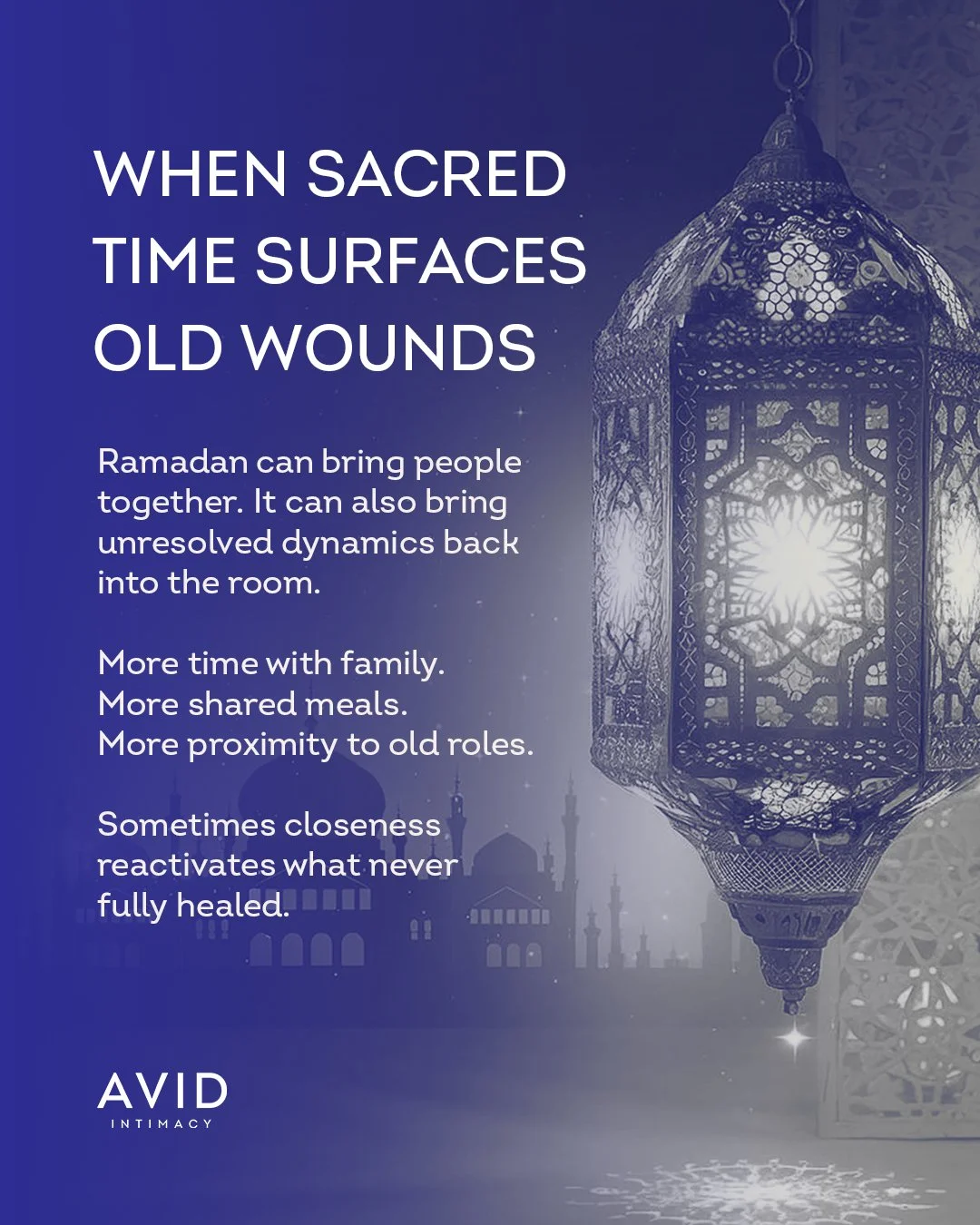 Ramadan can bring proximity to people and patterns that carry history. For some, that means warmth and connection. For others, it means old dynamics resurfacing in subtle ways.

Spiritual themes of forgiveness can create pressure to resolve everythin