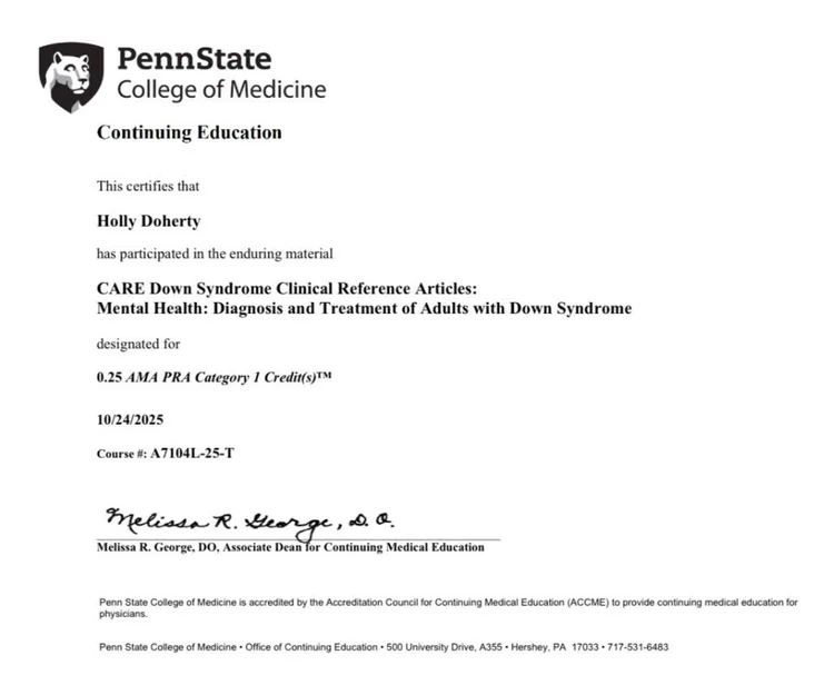 Mental health: Adults with Down syndrome