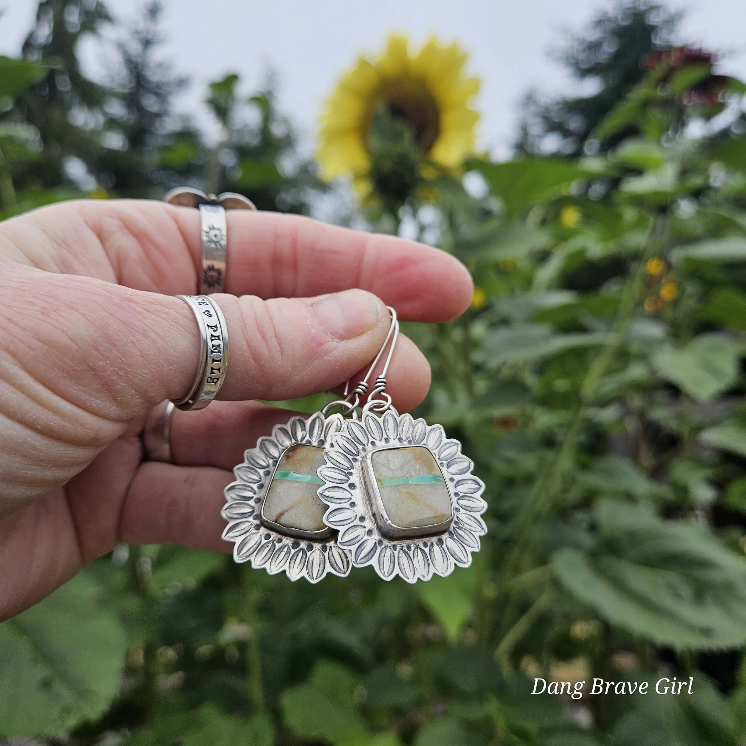 turquoise sunflower earrings