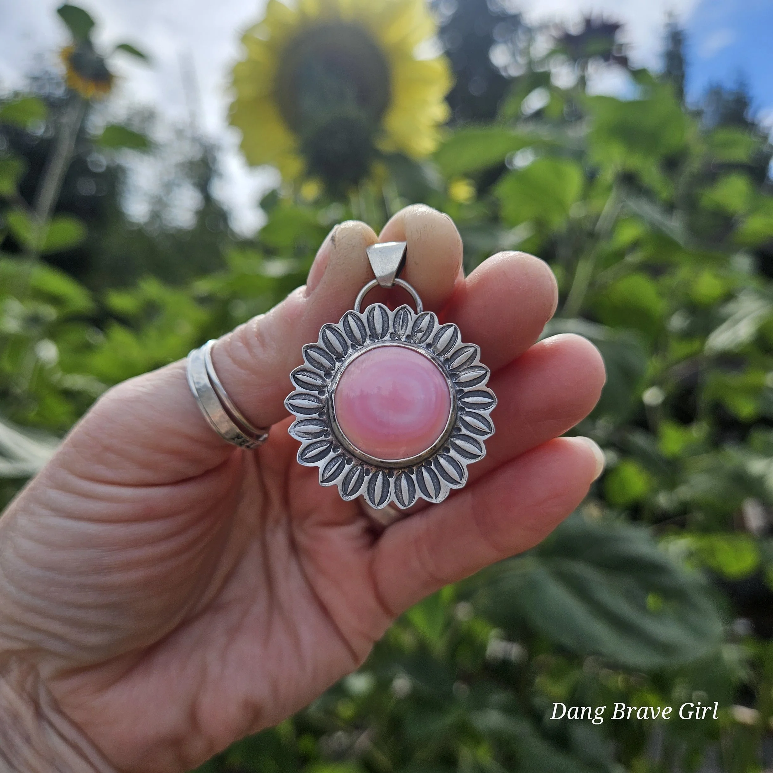 pink sunflower pendant