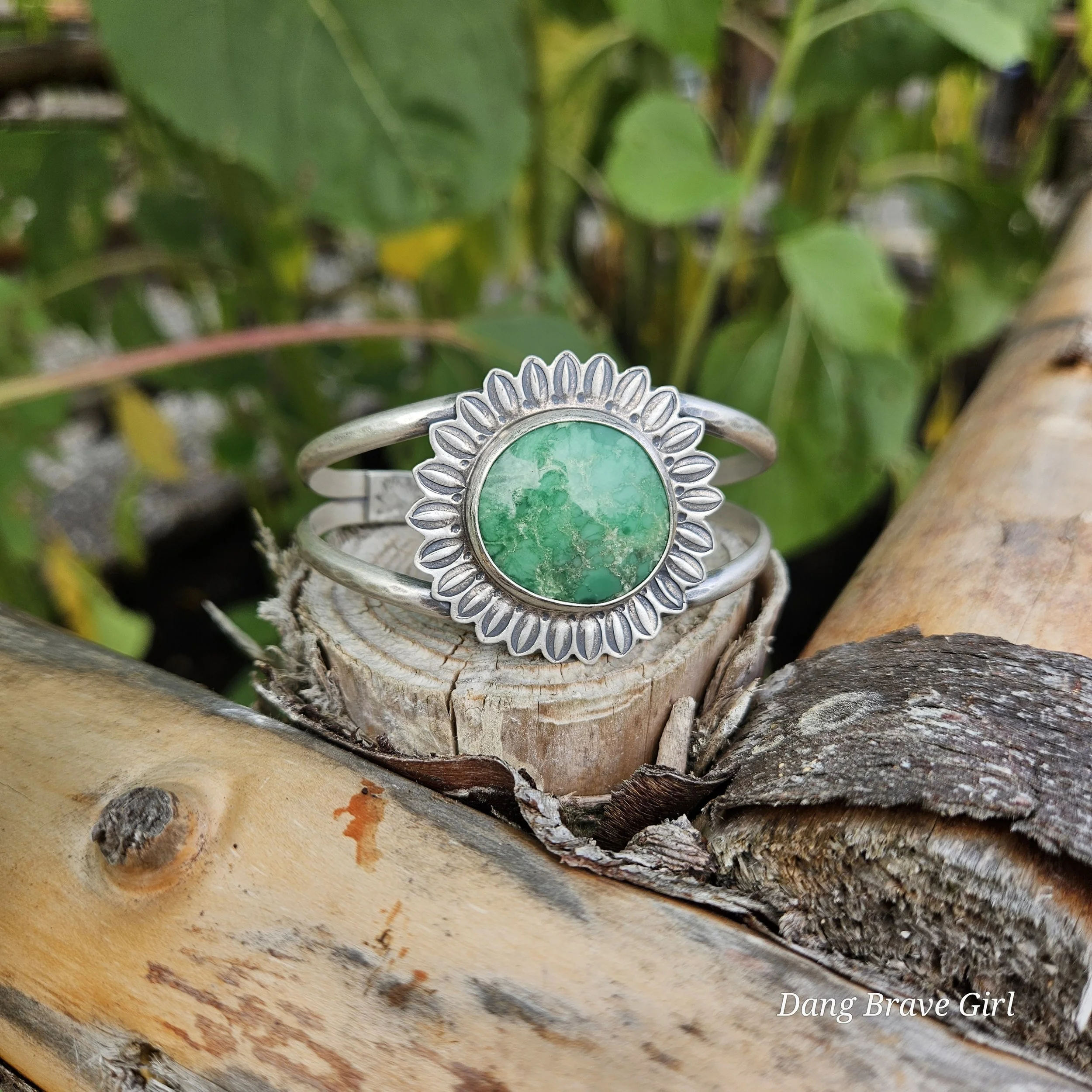 green stone cuff