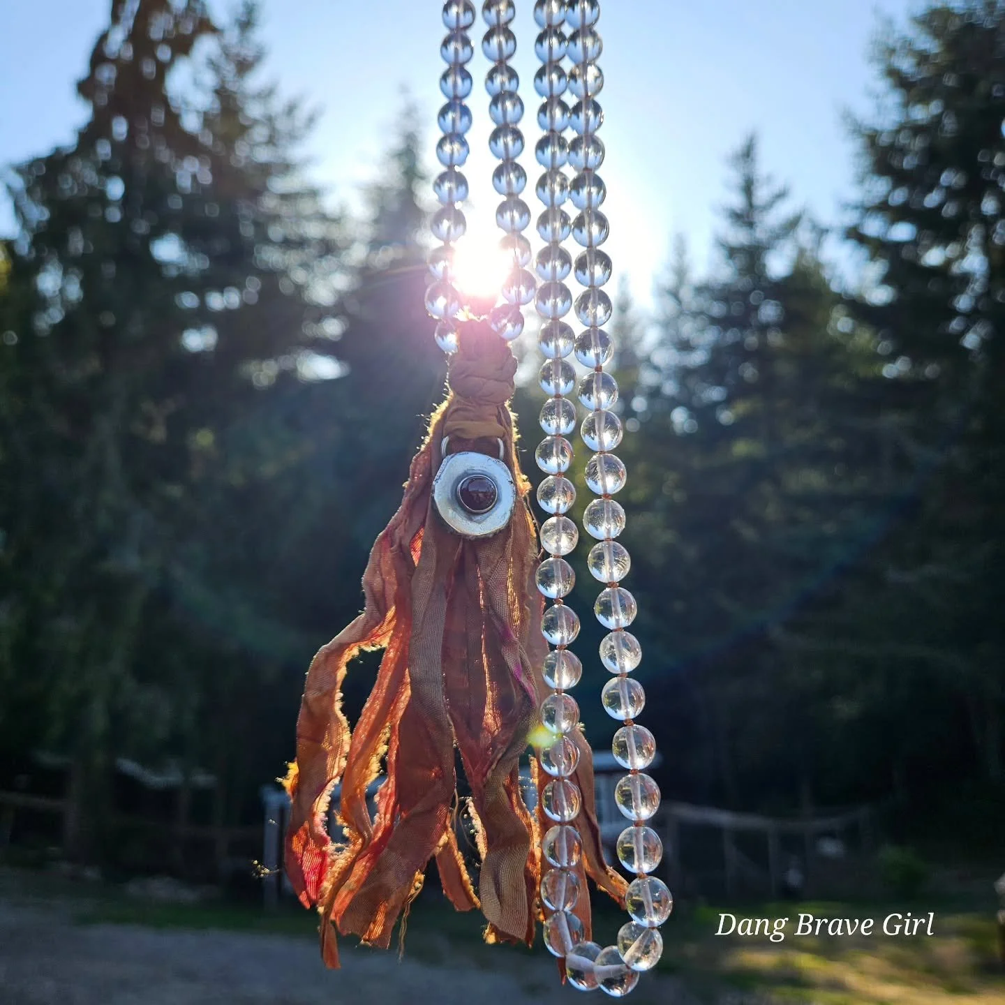 Custom Crystal & Garnet Mala with gorgeous sari silk! 
This was a extra special custom because she had already purchased the chunky reclaimed silver and garnet pendant some time ago so that means I got to visit with it again when she sent back t