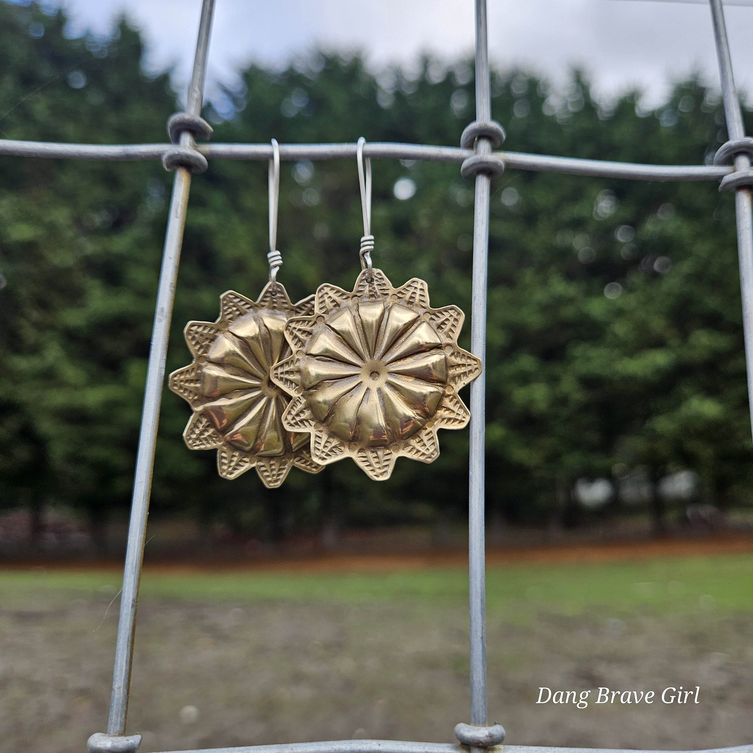brass sun earrings