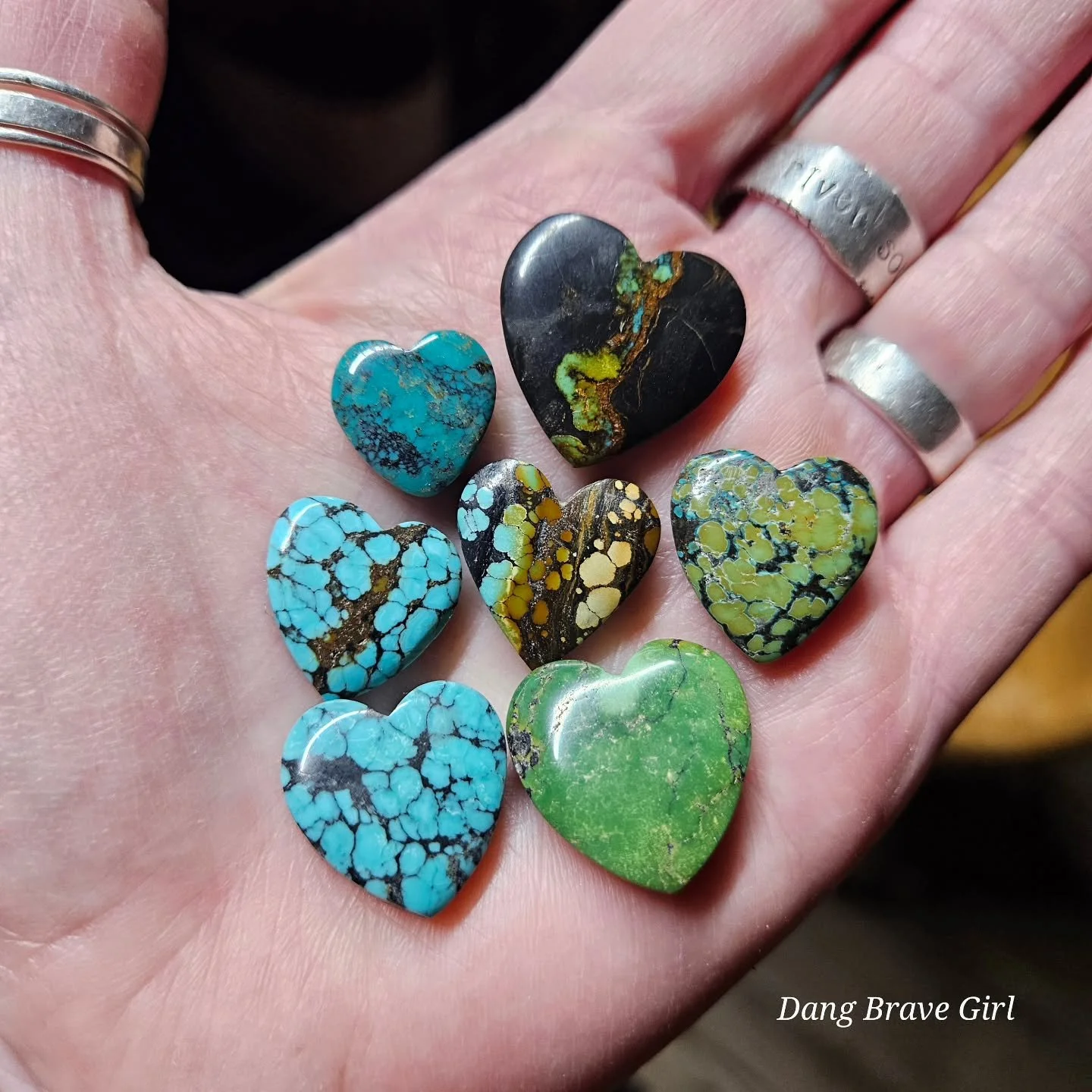 .... and these are the hearts. 

The 'you are loved' pendants are on my bench, where silver is being united with stone. 

Chain and pictures to come 💚.