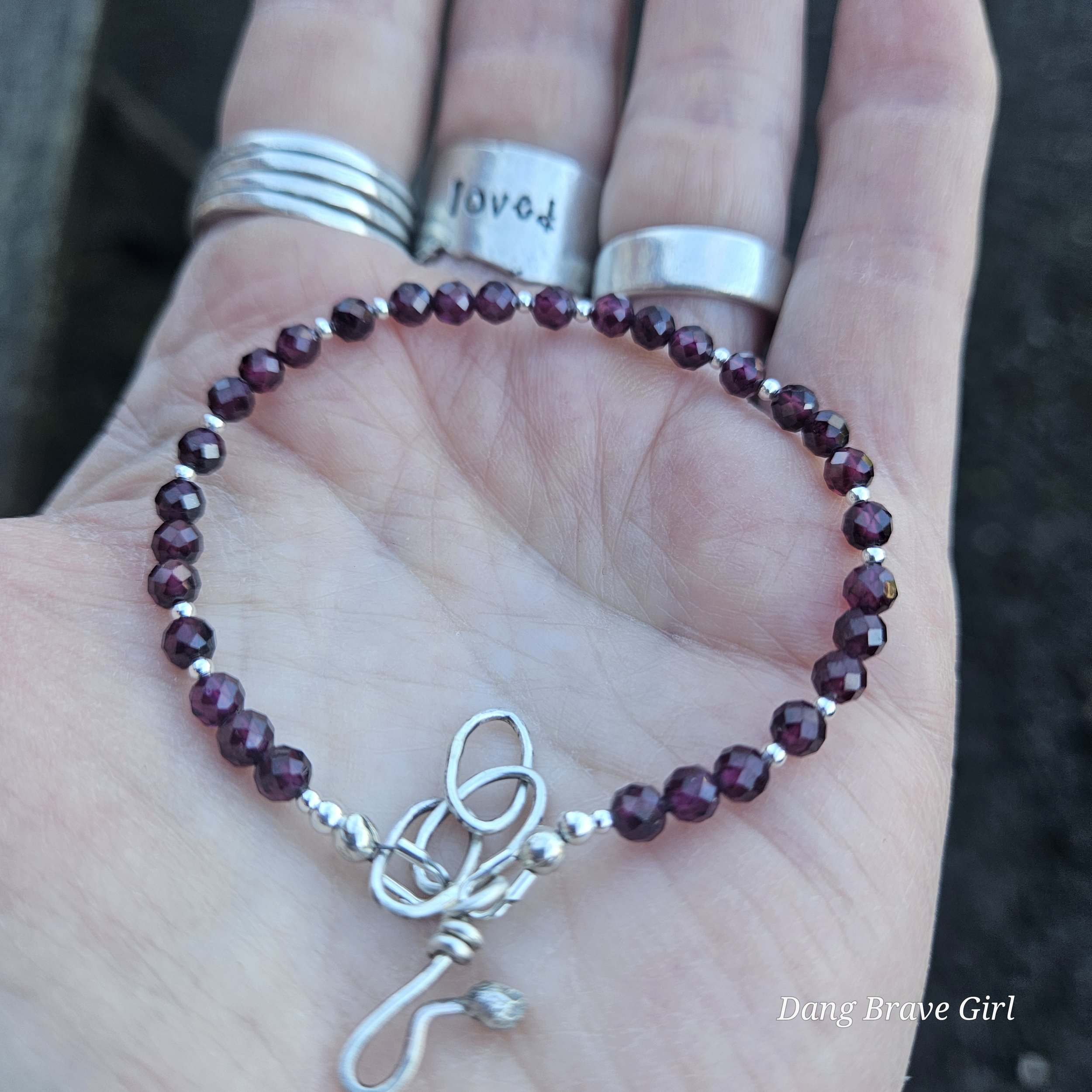 Garnet and Sterling Silver Bracelet