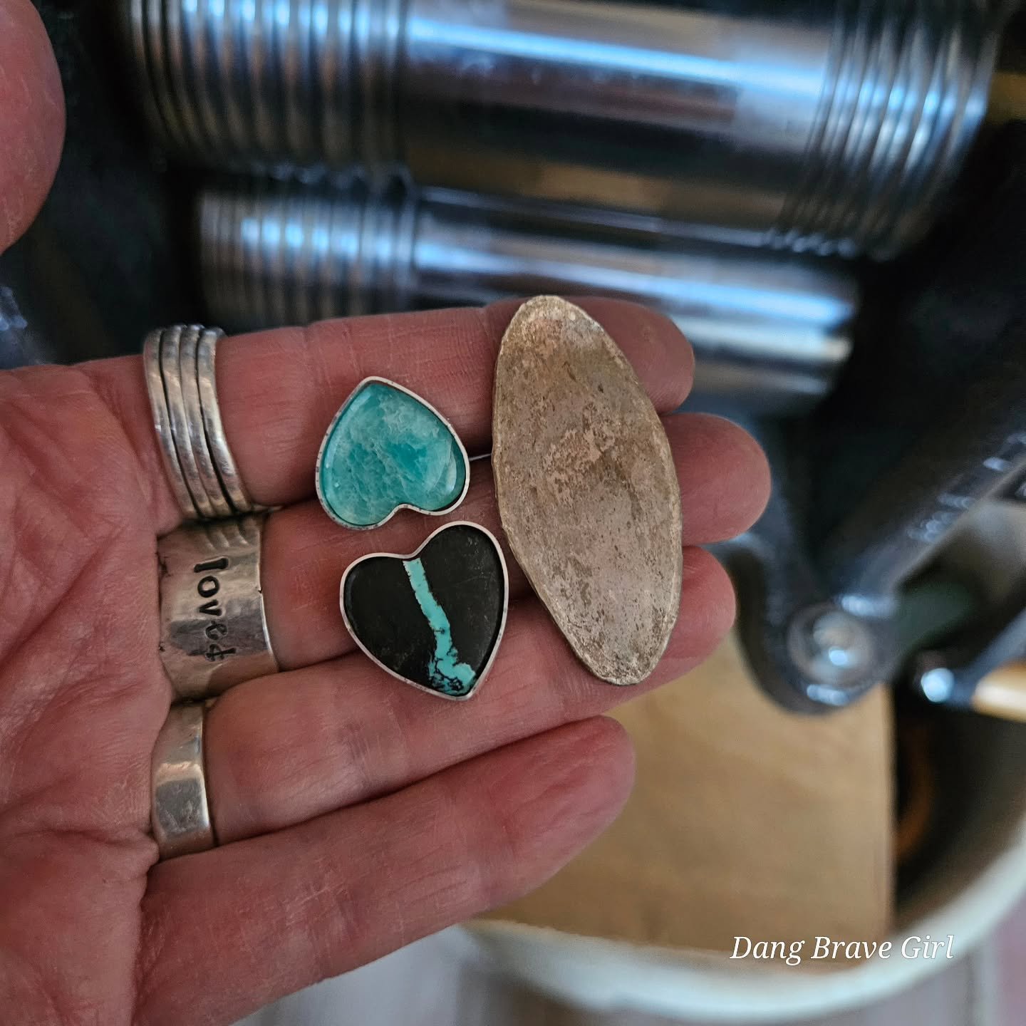 I can't keep a secret when I get excited about a piece.... I'm working on The Love Collection for next month and I was melting and rolling out some silver today. 
I love how the base/backplate rolled out EXACTLY as I needed and wanted! You might know