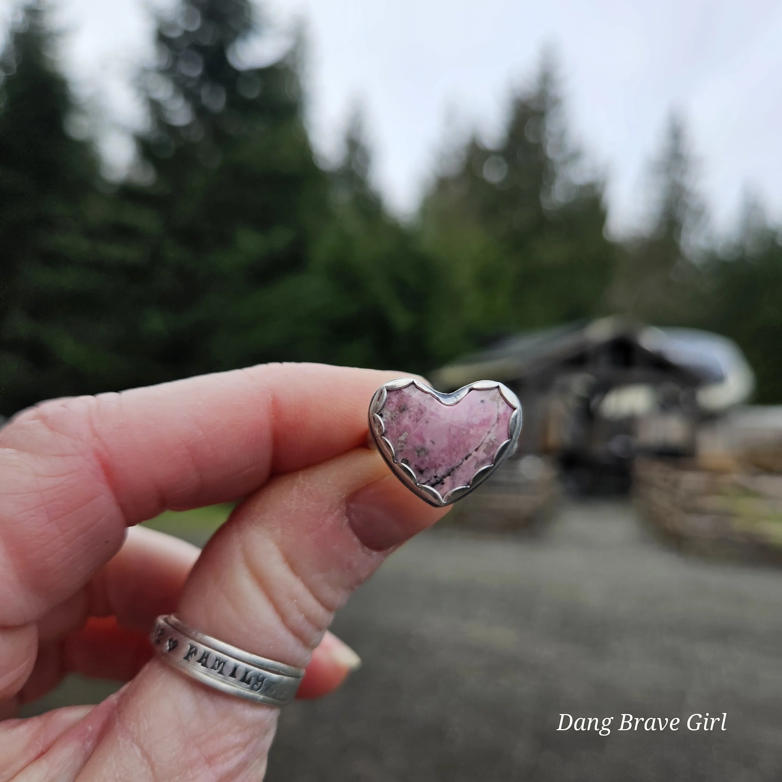 rhodonite heart ring