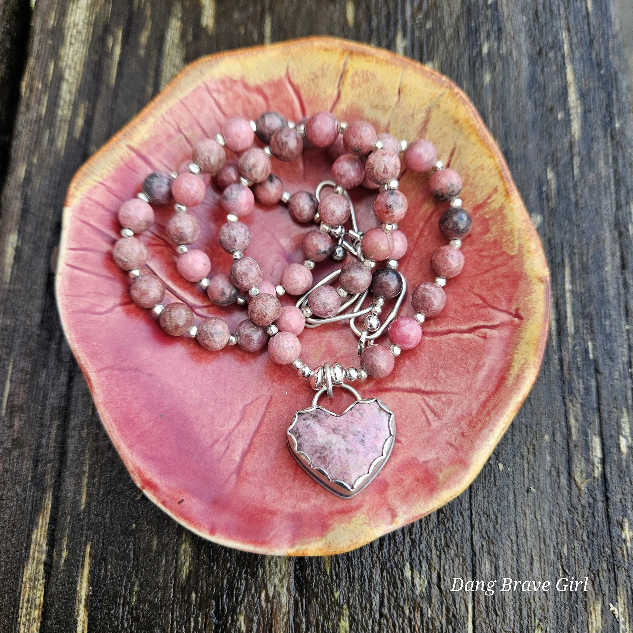 rhodonite heart jewelry