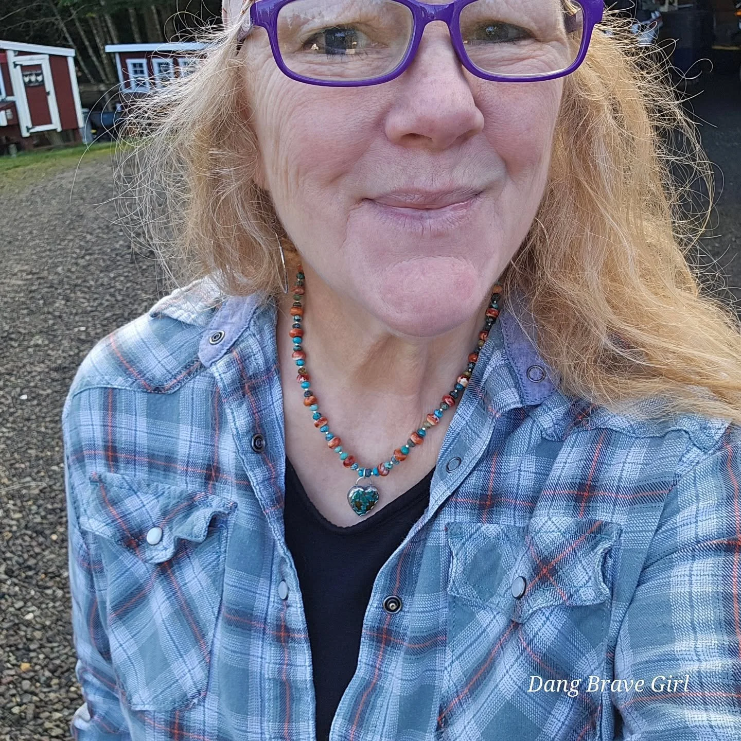 Well, it's that time when the maker must model the new wares for ya....

It's always a bit awkward for me but I know it really helps to see pieces being worn. This necklace is Spiny Oyster &amp; Turquoise, highlighted by sterling silver beads and a T