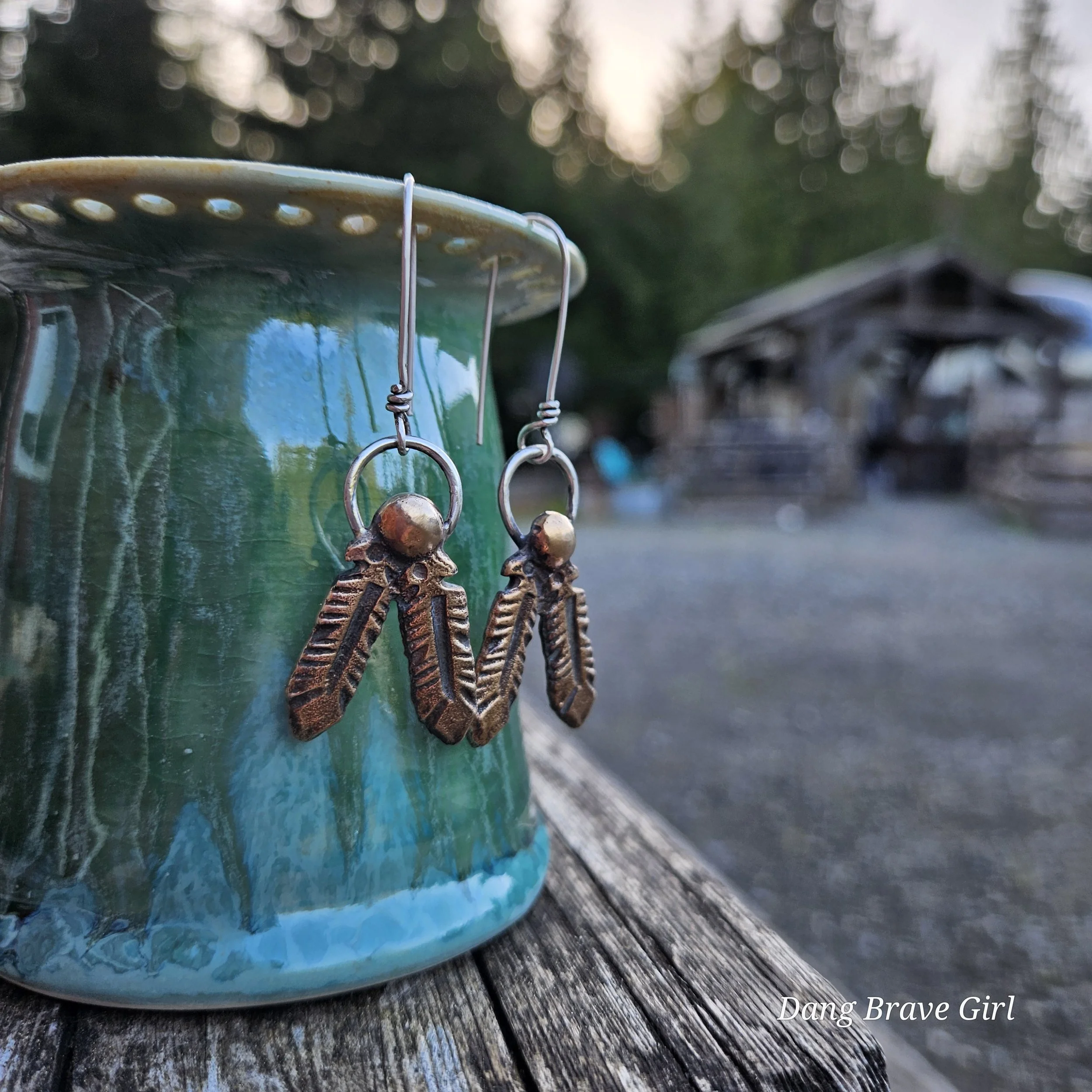 Bronze Feather Earrings