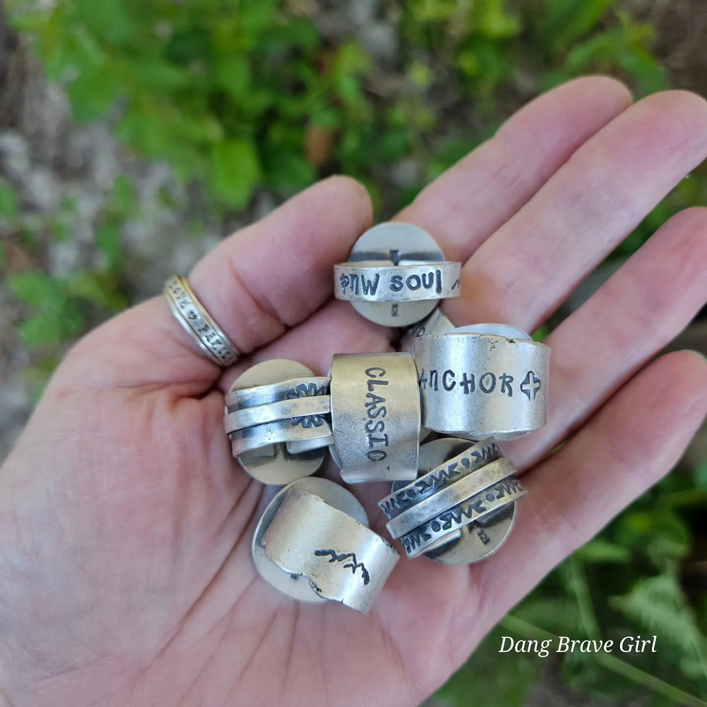 Good morning....

Working on some larger style rings, with men in mind 😉. Chunky, wide bands, some Live Edge, some layered, all awesome. 
These, of course don't have to be for Dad/Husband/etc (upcoming Father's Day) .... but they are all bigger ring