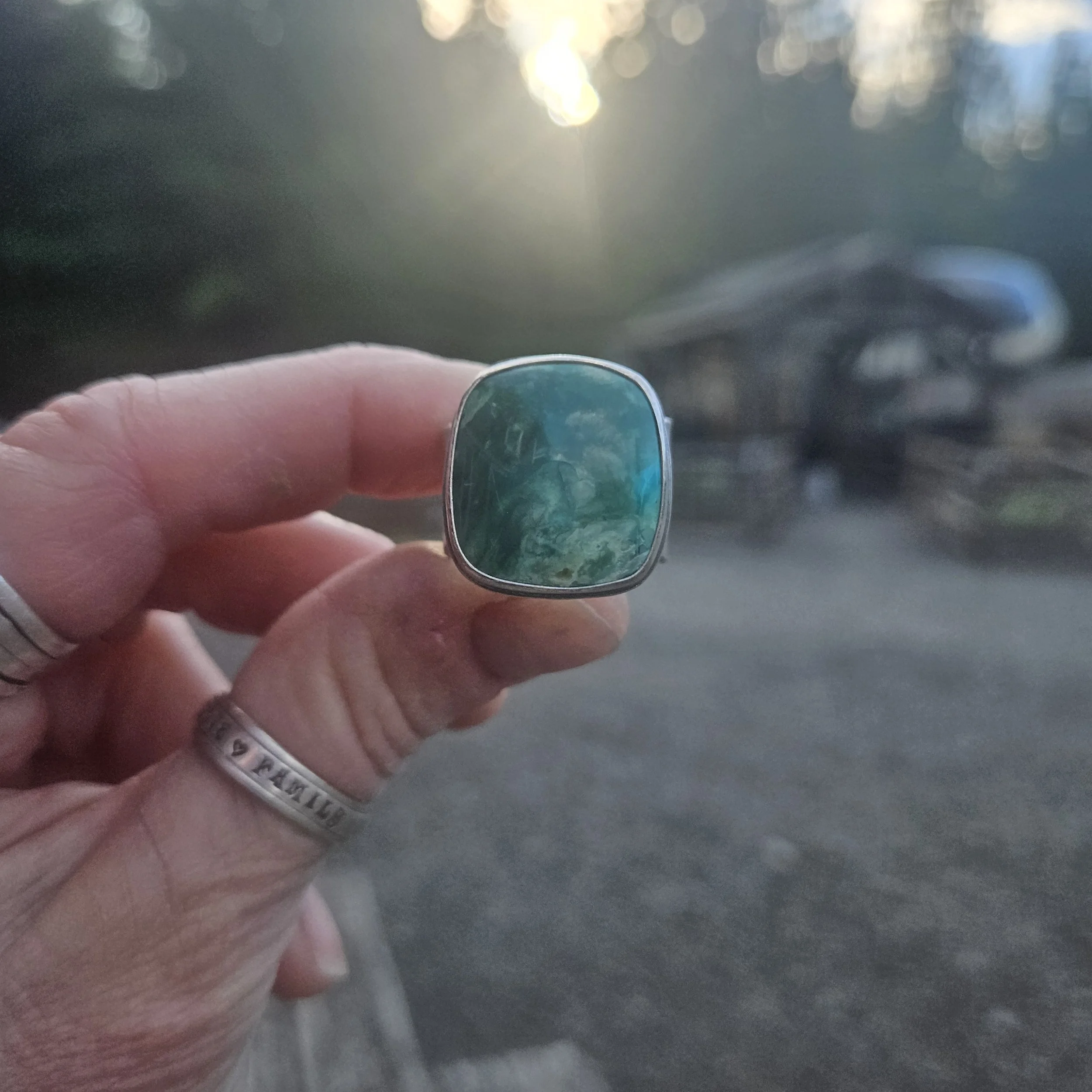 Anchor Ring Opalized Wood Size 10