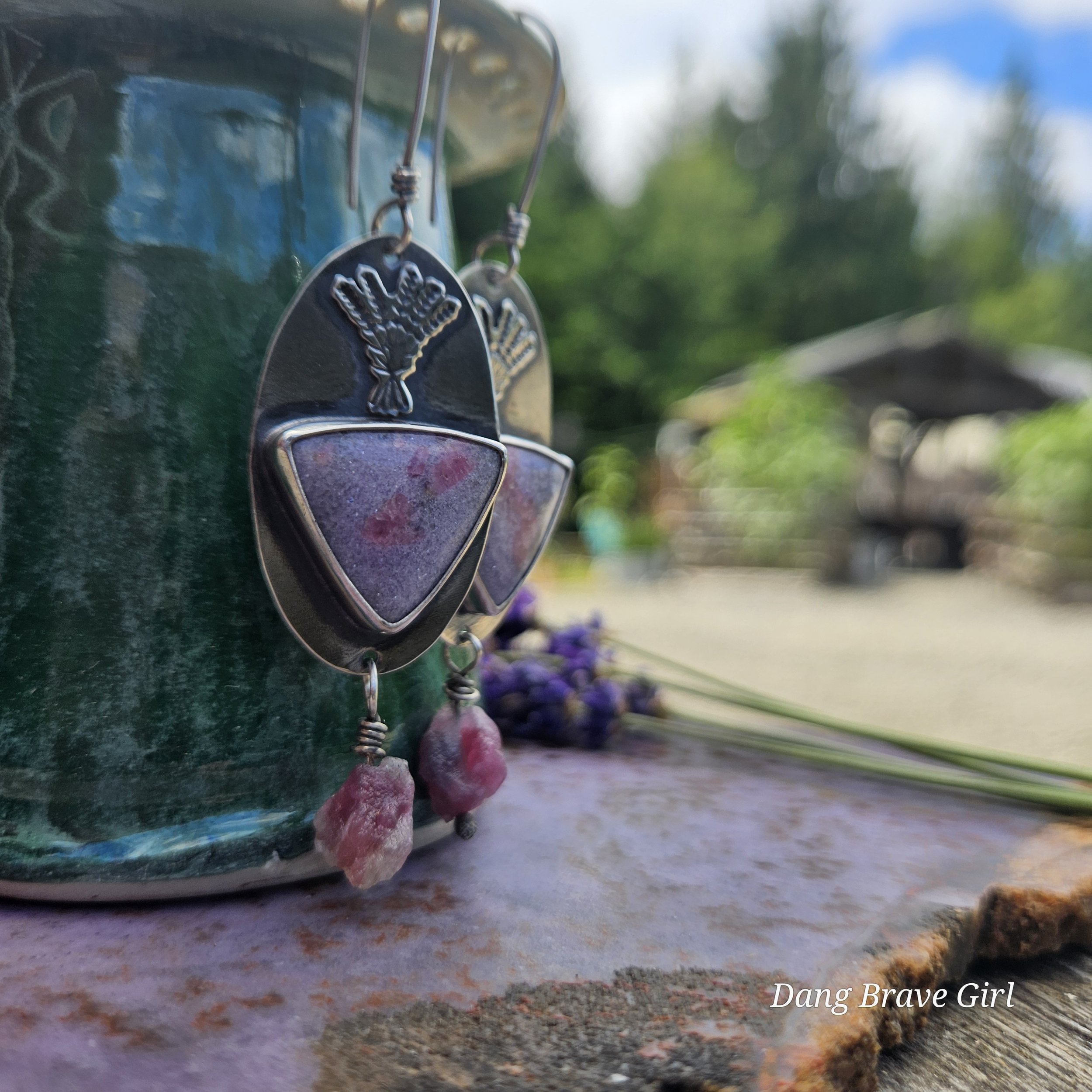 lepidolite and lavender earrings