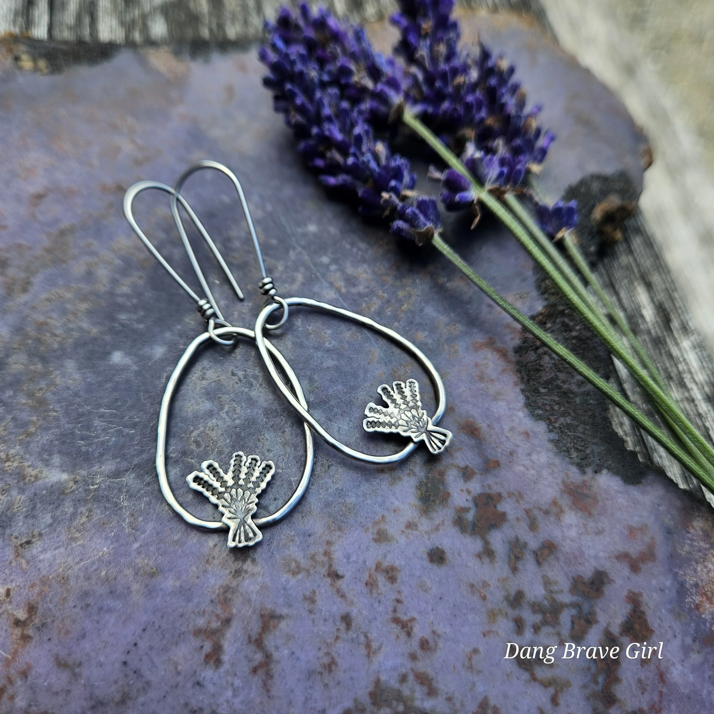 lavender hoop earrings