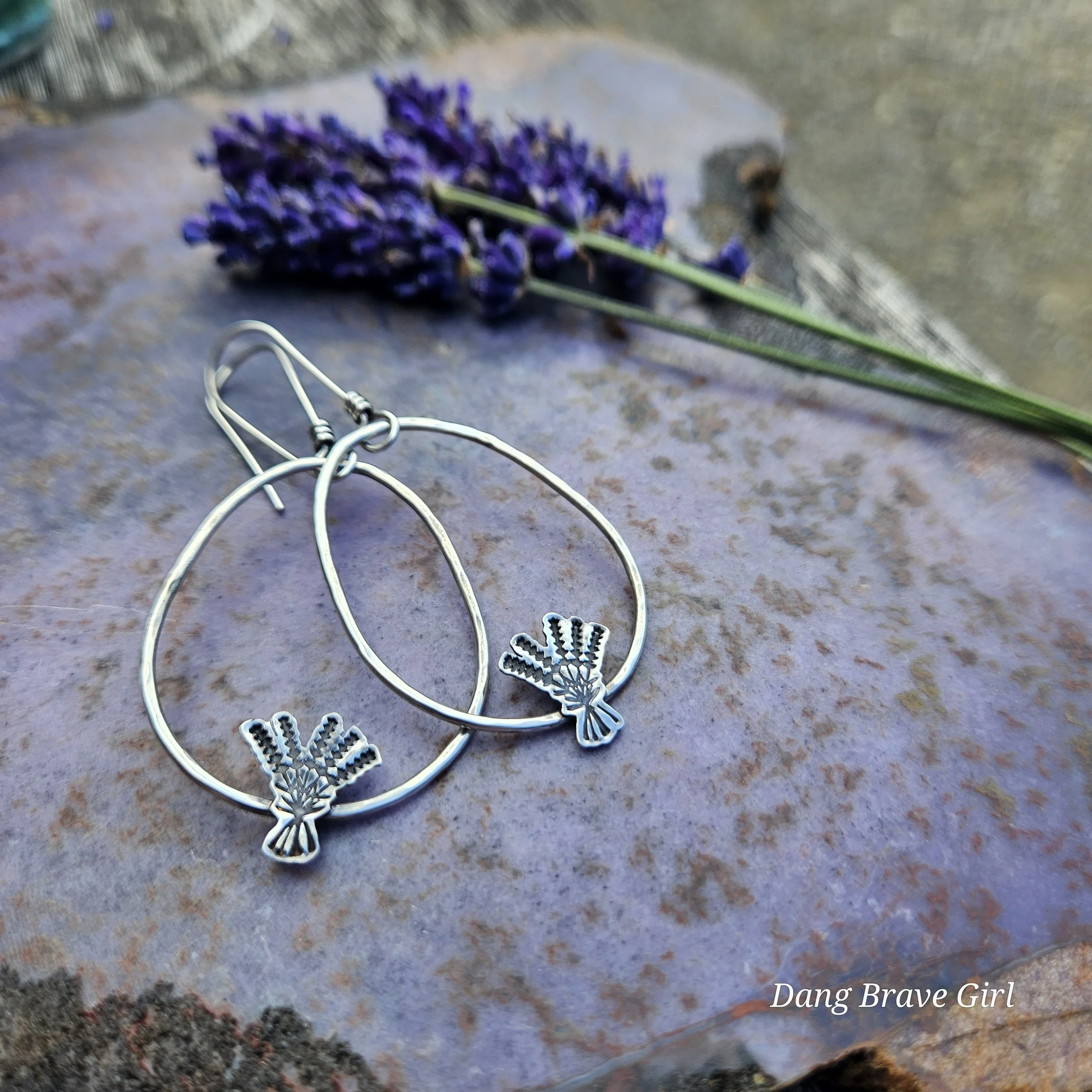 lavender hoop earrings