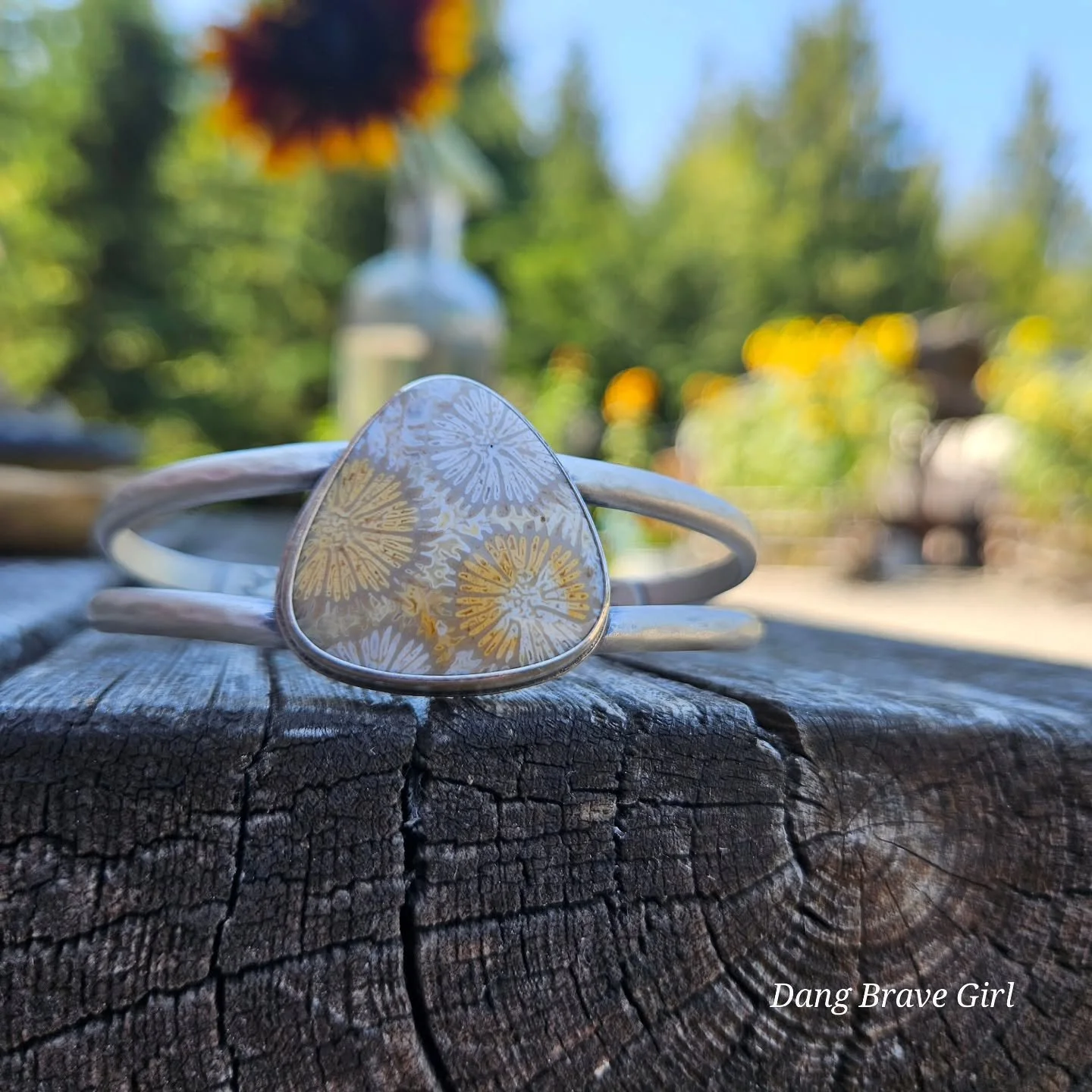 Bloom on 🧡
Can you even believe those 'blooms' in that stone? So pretty! 
This split shank cuff, with that fossilized coral, just had to be included in the Sunflower Collection 🌻. 
Coming your way this Thursday.