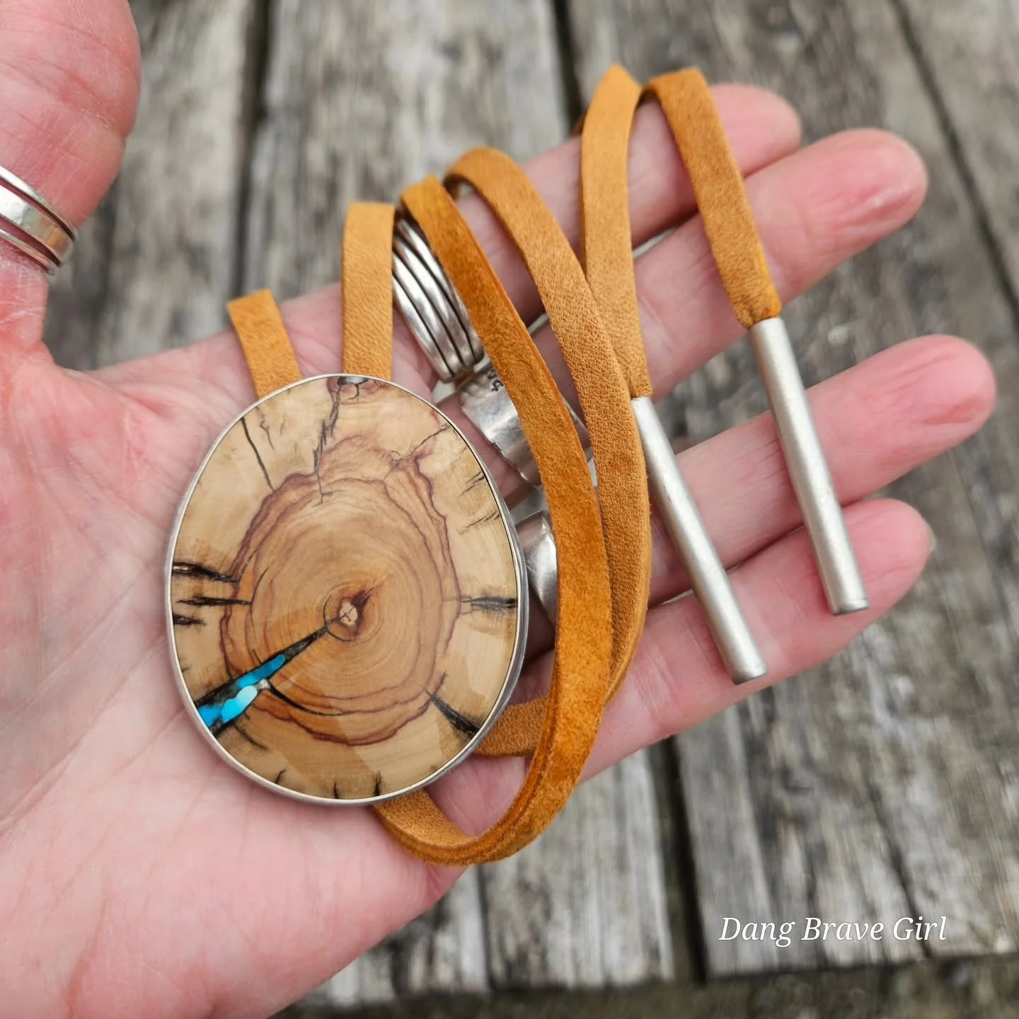 I love when a custom request involves a friend and her being able to come by and pick out HER stone. And that's exactly what happened when she saw this giant slice of Juniper with Turquoise inlay. It was meant for her. 
The idea was to keep it simple