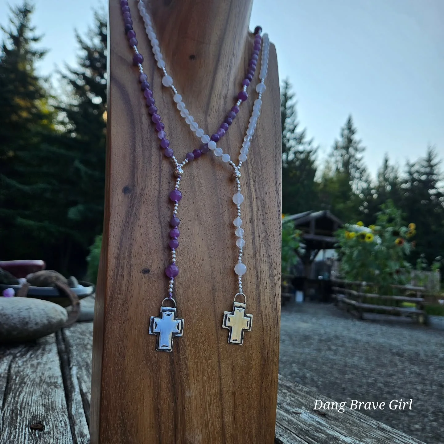 + I had the honor recently of making two custom rosaries... and these particular ones are called Franciscan 7.... for the Seven Joys of the Blessed Virgin Mary.
+  I was so nervous to get them right, as I have never done this exact style before... an