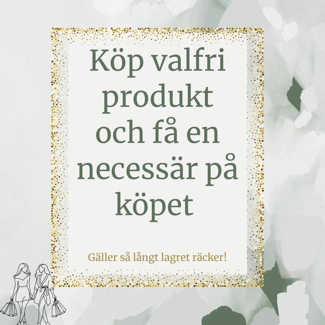 ✨Erbjudande✨
N&auml;r du k&ouml;per valfri produkt hos oss f&aring;r du just nu en necess&auml;r p&aring; k&ouml;pet! Perfekt f&ouml;r att packa sina favoritprodukter i och ta med sig i v&auml;skan.  Finns i fem h&auml;rliga designer och f&auml;rger.