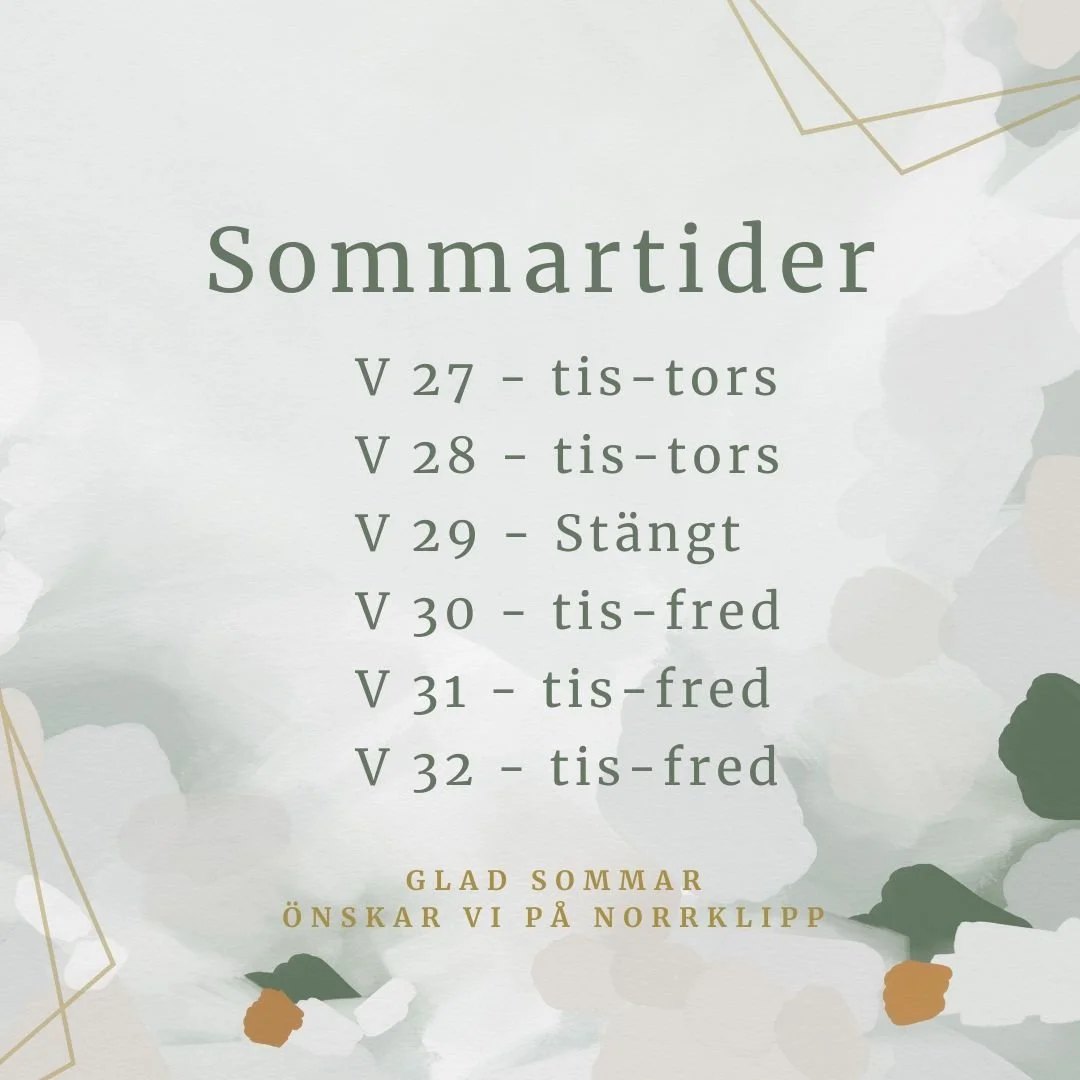 Nu &auml;r det sommar och dags f&ouml;r lite laddning av batterierna i form av semester! 🌞

Matilda kommer vara ledig v.27-29 
Linn&eacute;a kommer vara ledig v.29-32

Vi kommer ha lite varierande &ouml;ppettider s&aring; sl&aring; en signal om ni v