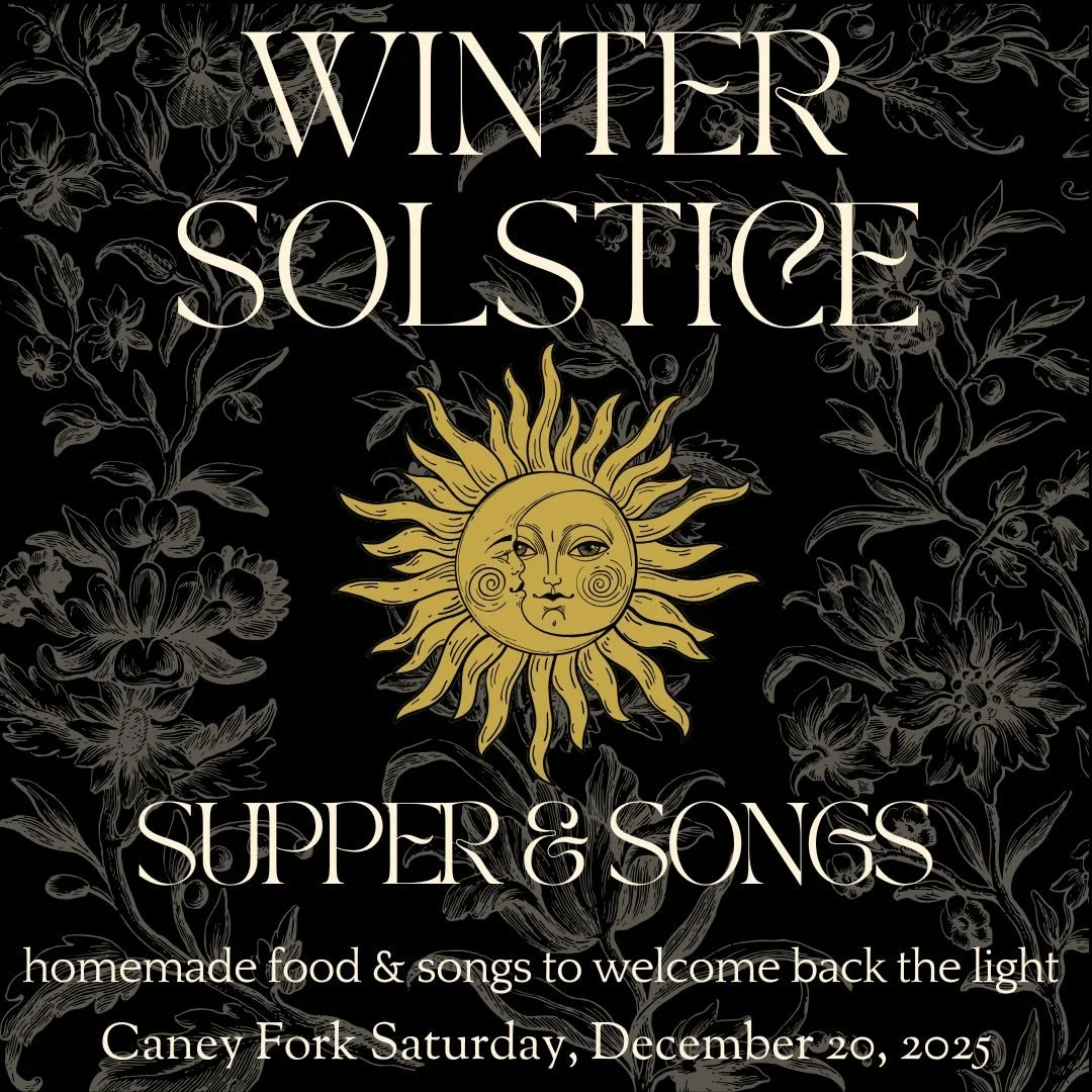 Join us for an evening of delicious homemade food and original acoustic music at our home on Caney Fork. 

Saturday Dec 20
Dinner 6pm, Concert 7pm

Registration required. Link in bio.